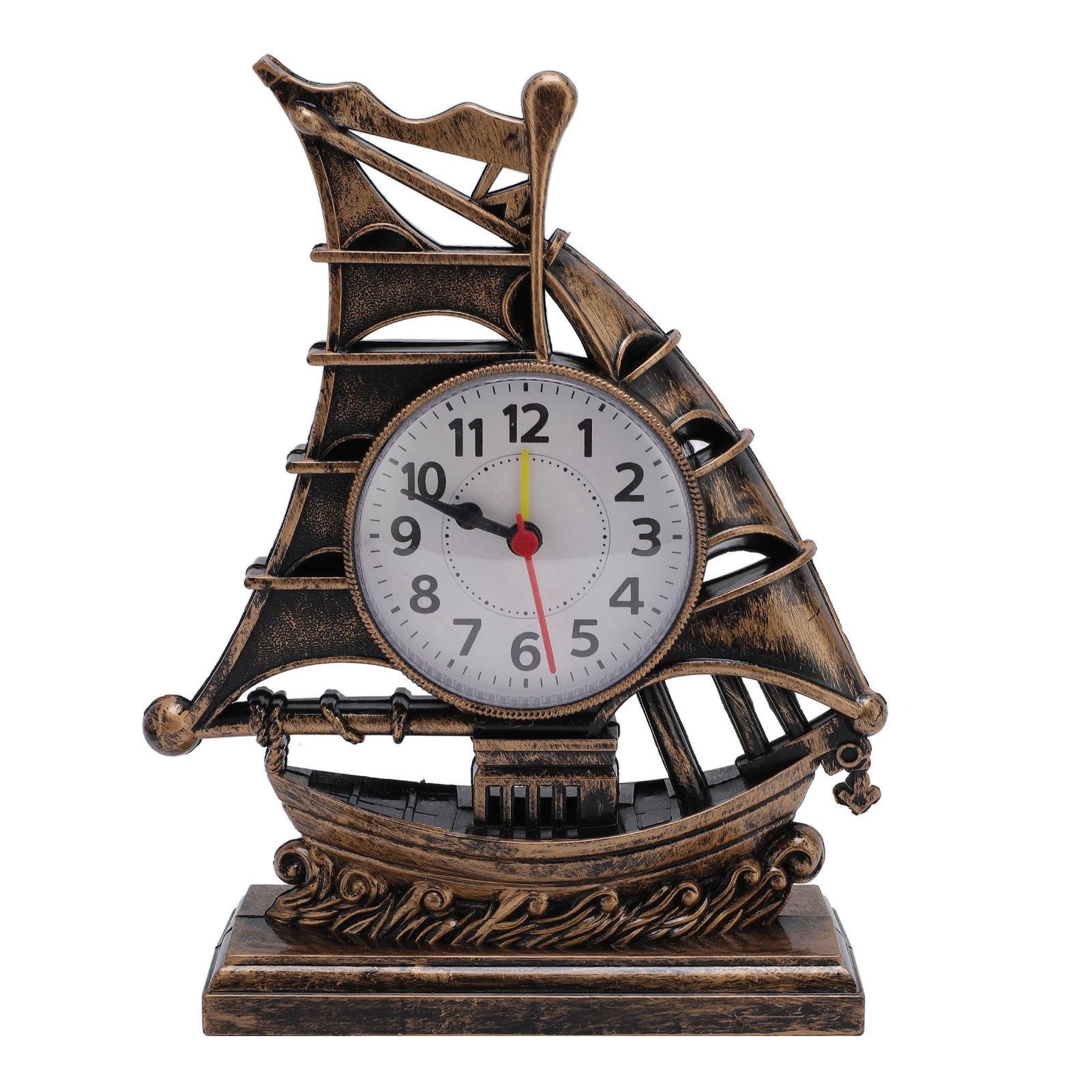 Sailboat Figurine Clock Antique Decorative Easy To Maintain Boat Figurine Time view 3