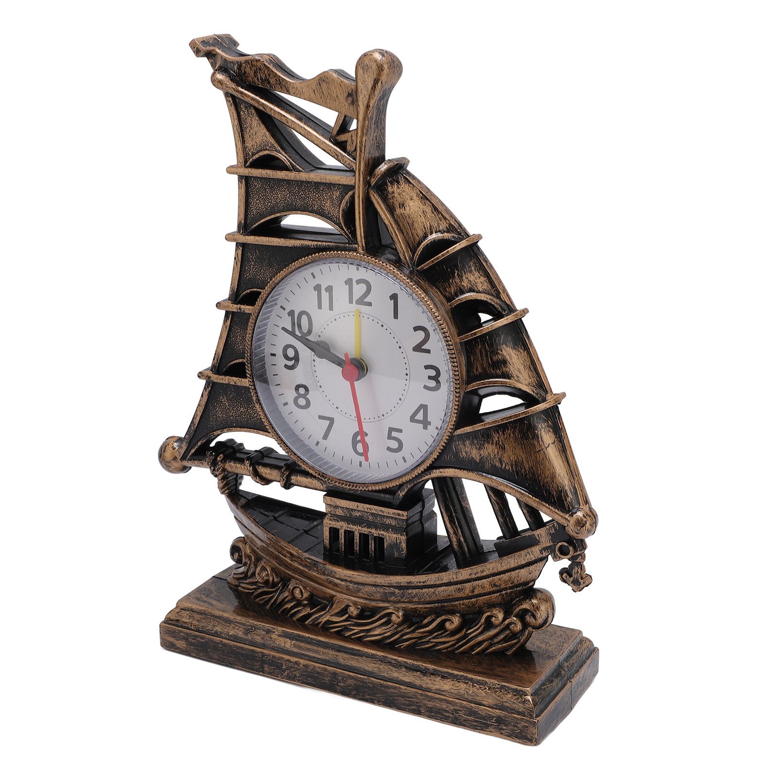 Sailboat Figurine Clock Antique Decorative Easy To Maintain Boat Figurine Time view 6