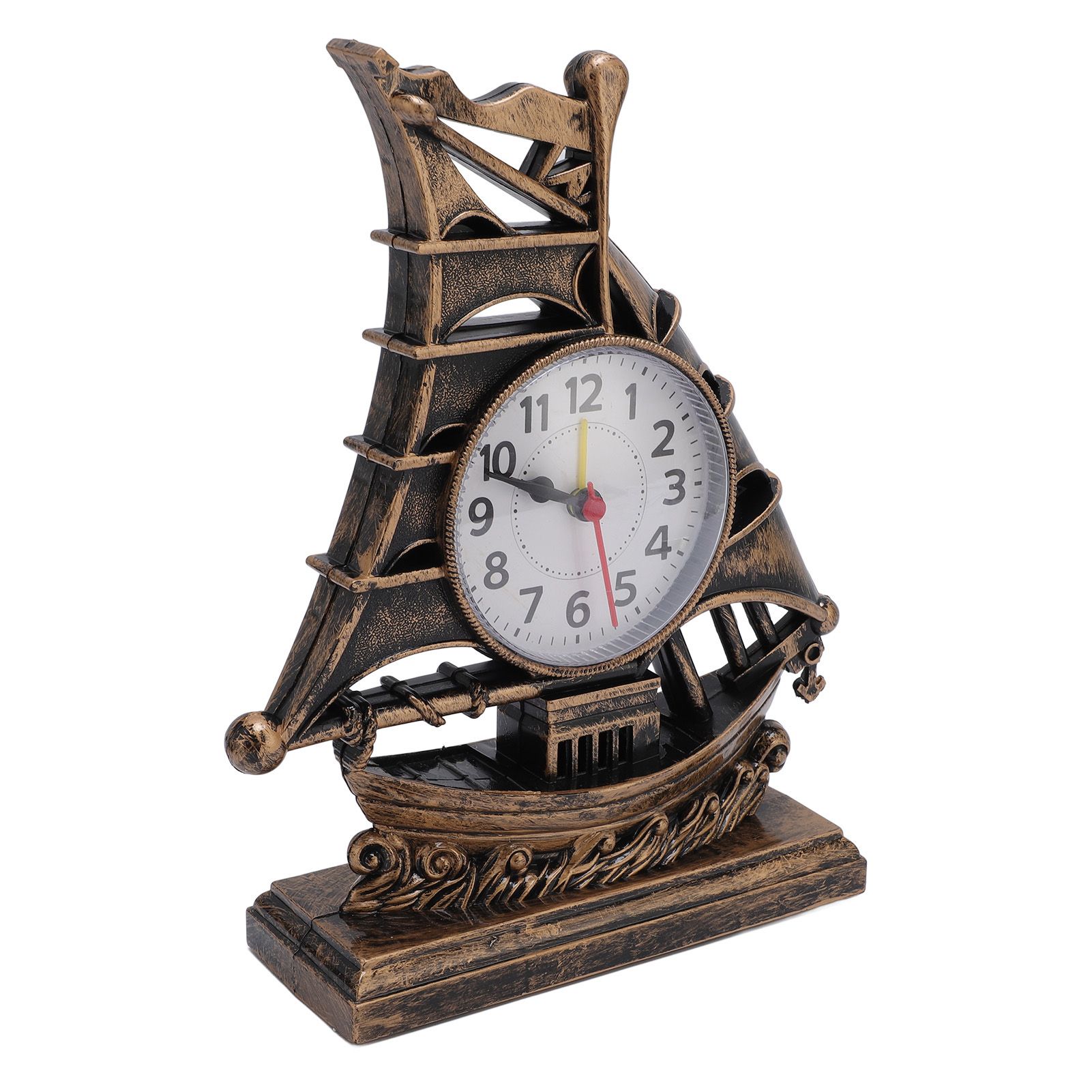 Sailboat Figurine Clock Antique Decorative Easy To Maintain Boat Figurine Time view 8
