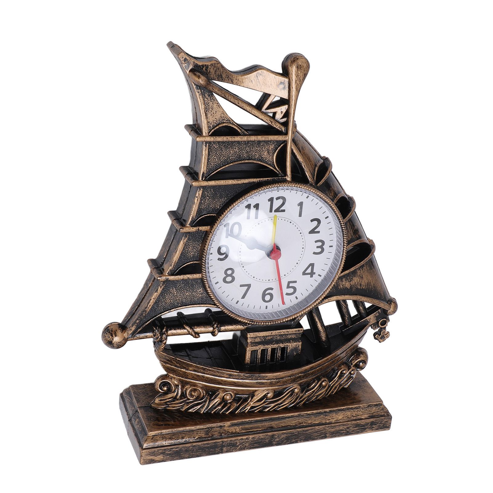 Sailboat Figurine Clock Antique Decorative Easy To Maintain Boat Figurine Time view 9
