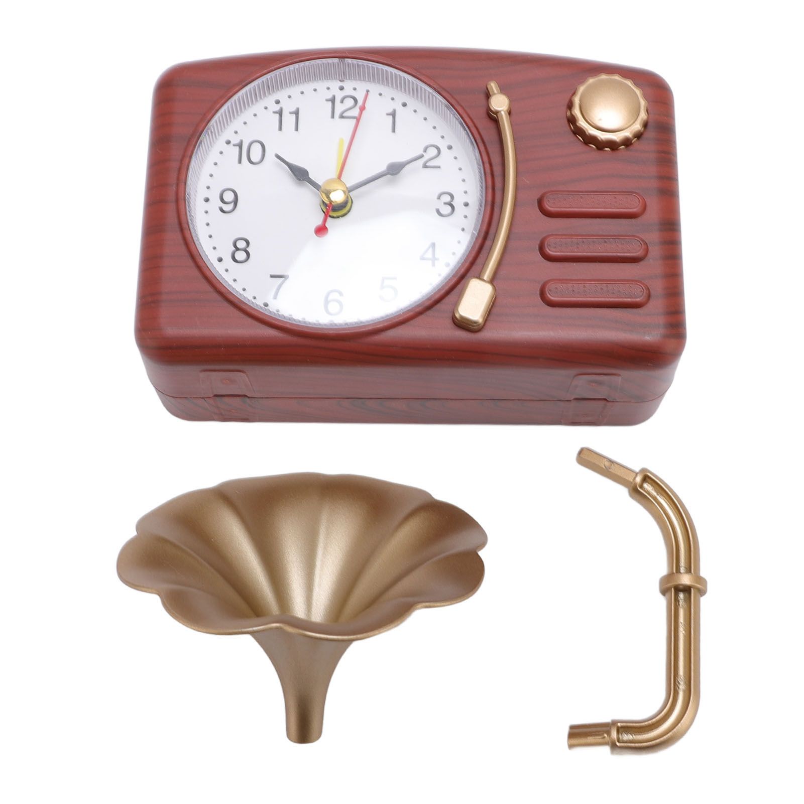 Vintage Gramophone Alarm Clock Plastic Simulated Phonograph Battery Operated view 3
