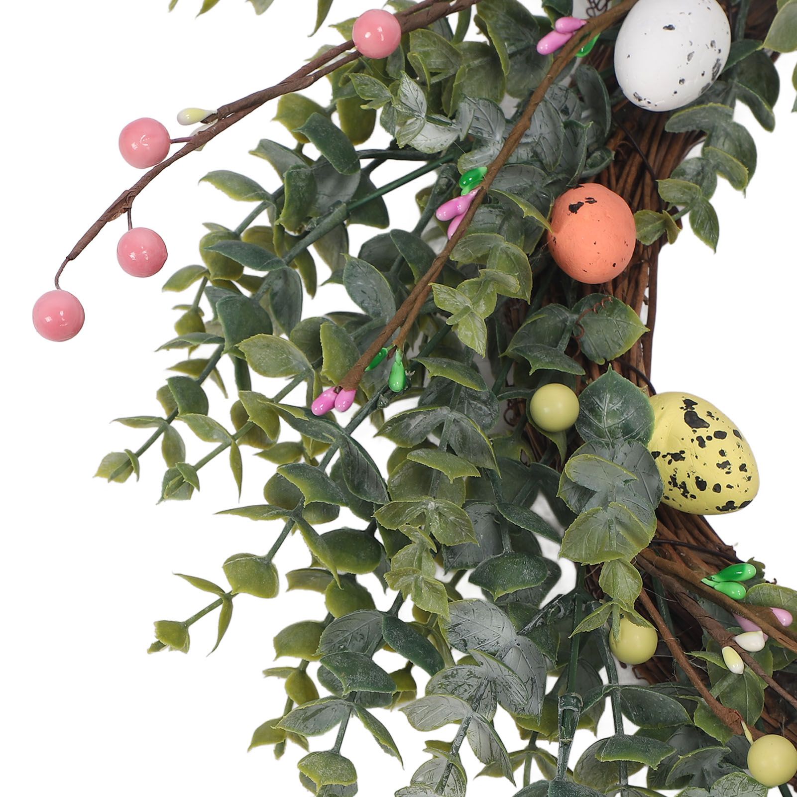 18 Inch Artificial Easter Wreath with Pastel Eggs Colorful Berries Easter Egg view 5