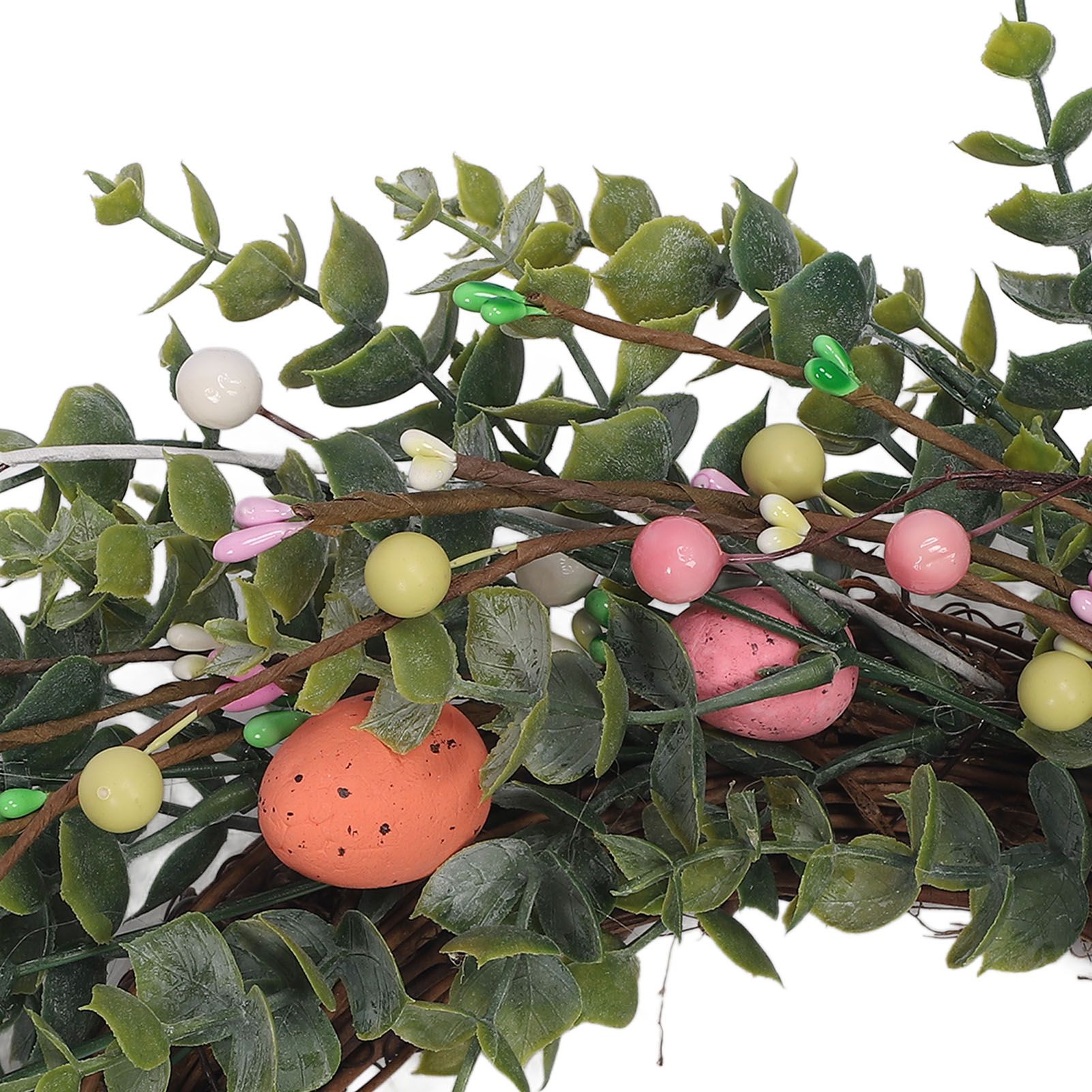 18 Inch Artificial Easter Wreath with Pastel Eggs Colorful Berries Easter Egg view 7