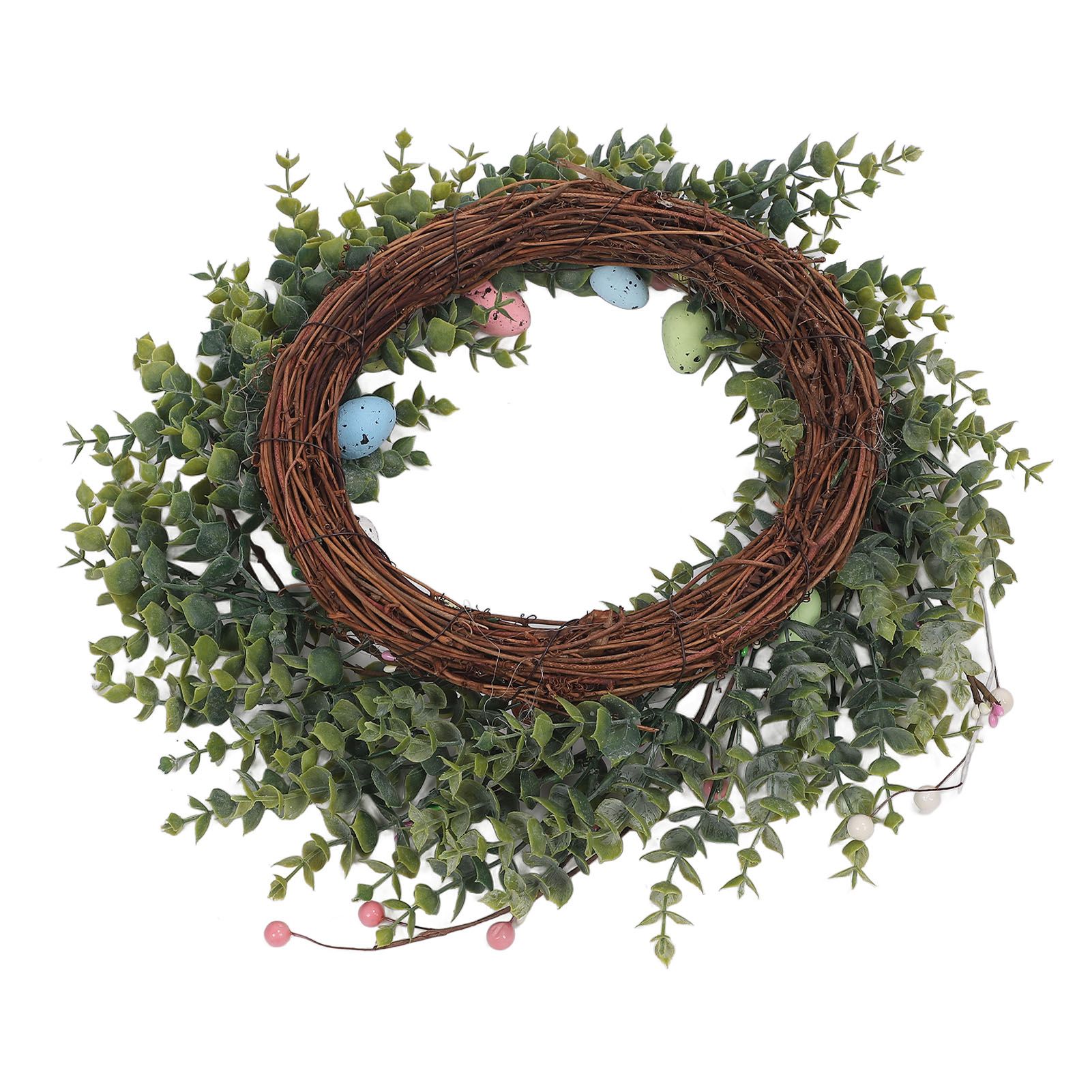 18 Inch Artificial Easter Wreath with Pastel Eggs Colorful Berries Easter Egg view 11