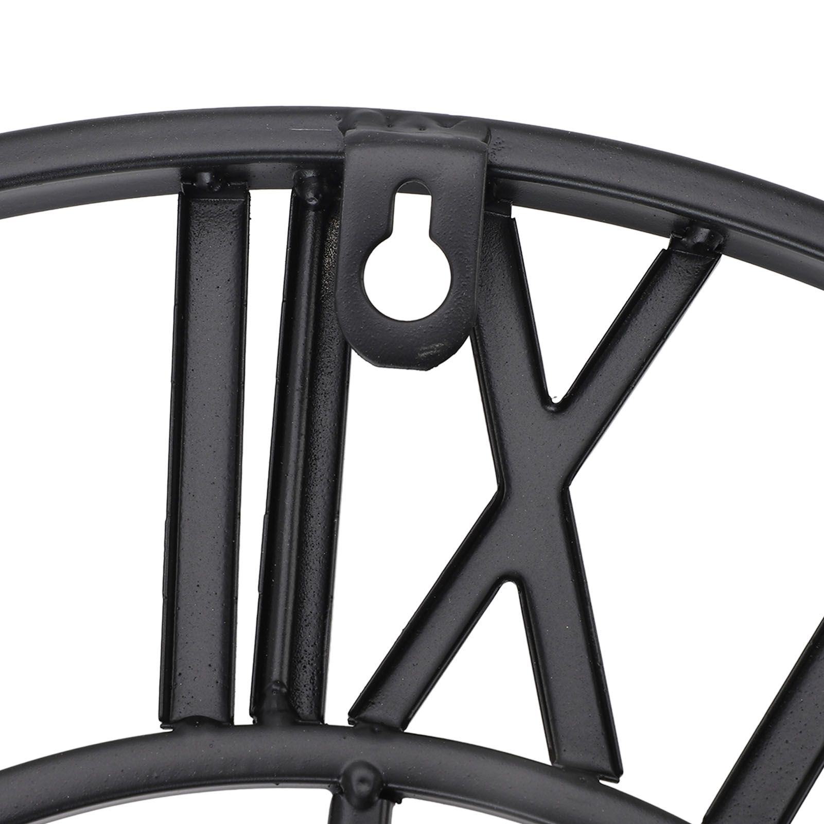 Metal Wall Clock Decor Battery Operated Silent Round Retro Style Iron Large view 2