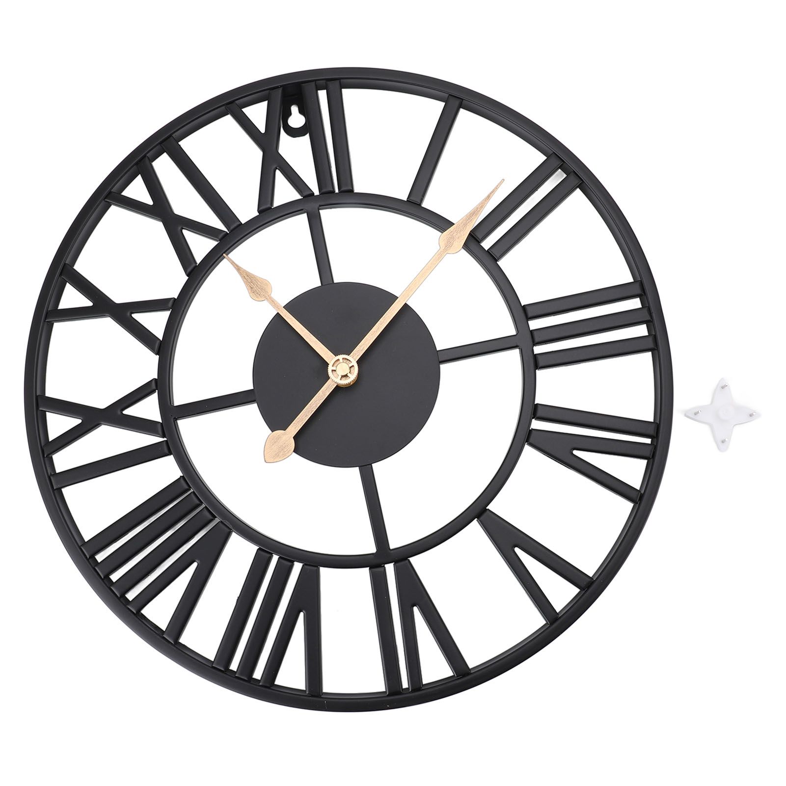 Metal Wall Clock Decor Battery Operated Silent Round Retro Style Iron Large view 3