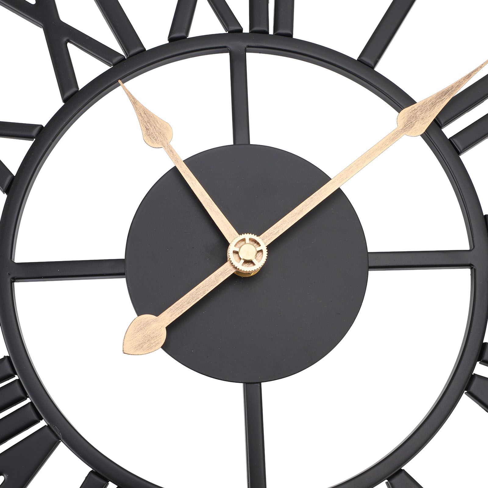 Metal Wall Clock Decor Battery Operated Silent Round Retro Style Iron Large view 7
