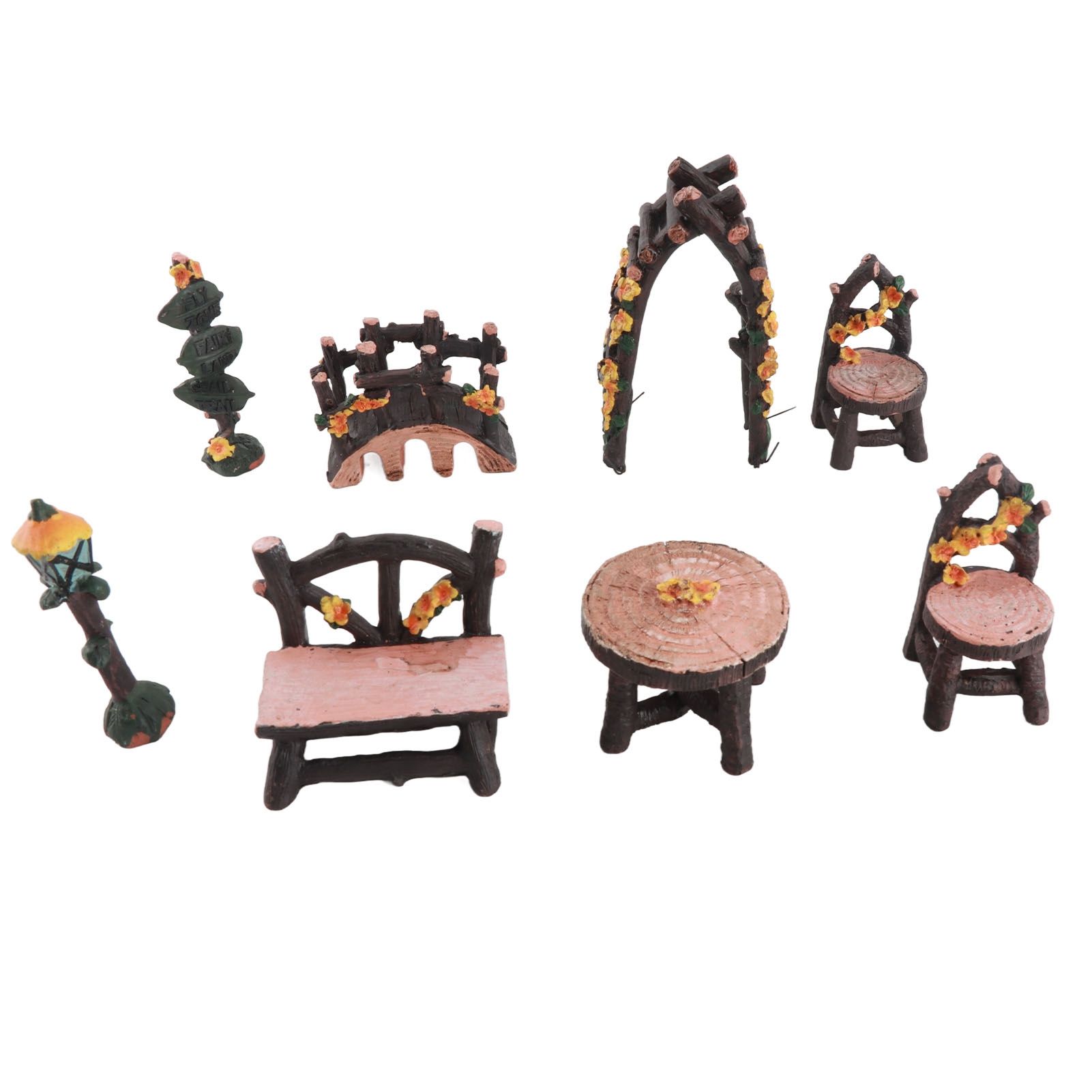 8PCS Fairy Garden Accessories Set Resin Miniature Table and Chairs Set Garden view 2