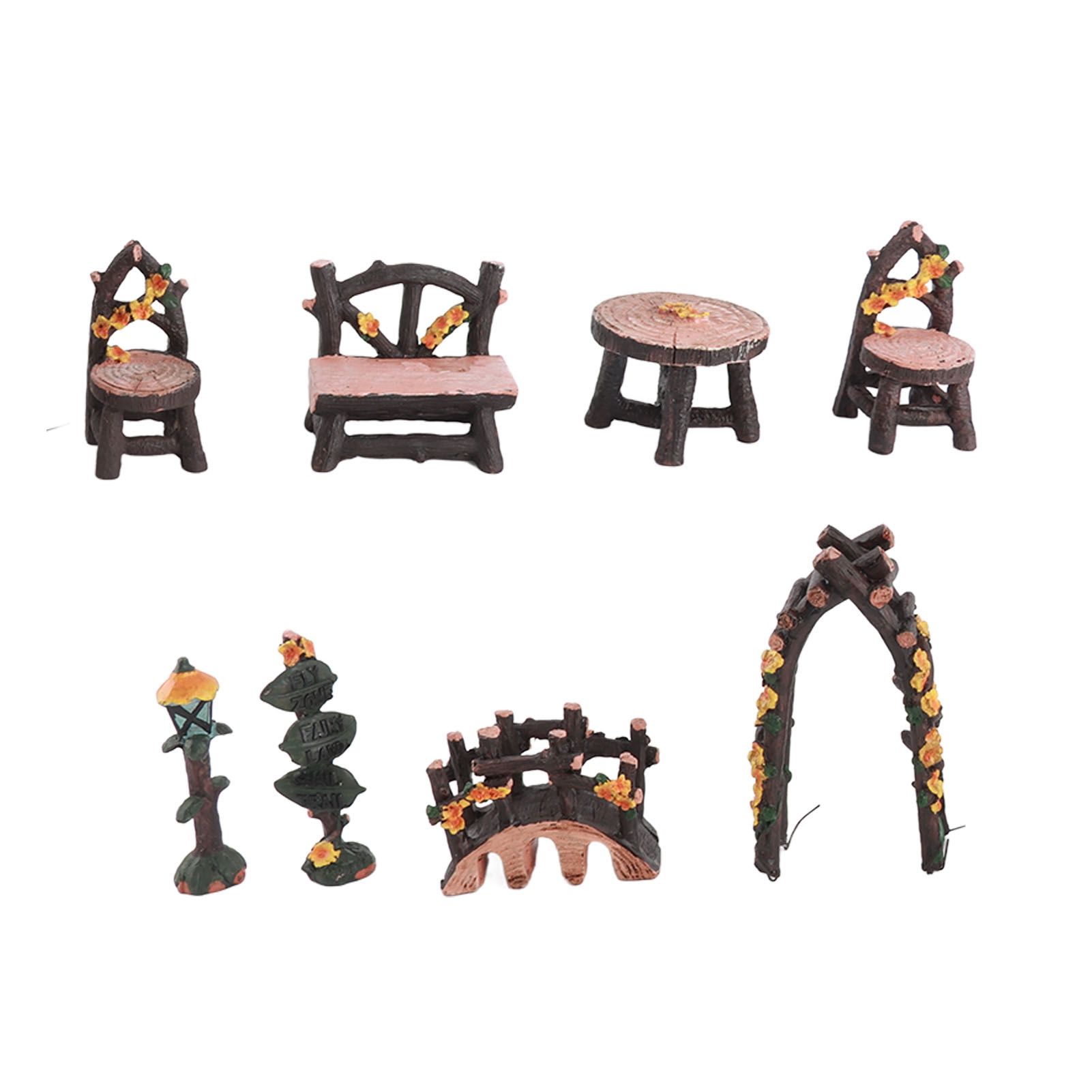8PCS Fairy Garden Accessories Set Resin Miniature Table and Chairs Set Garden view 3