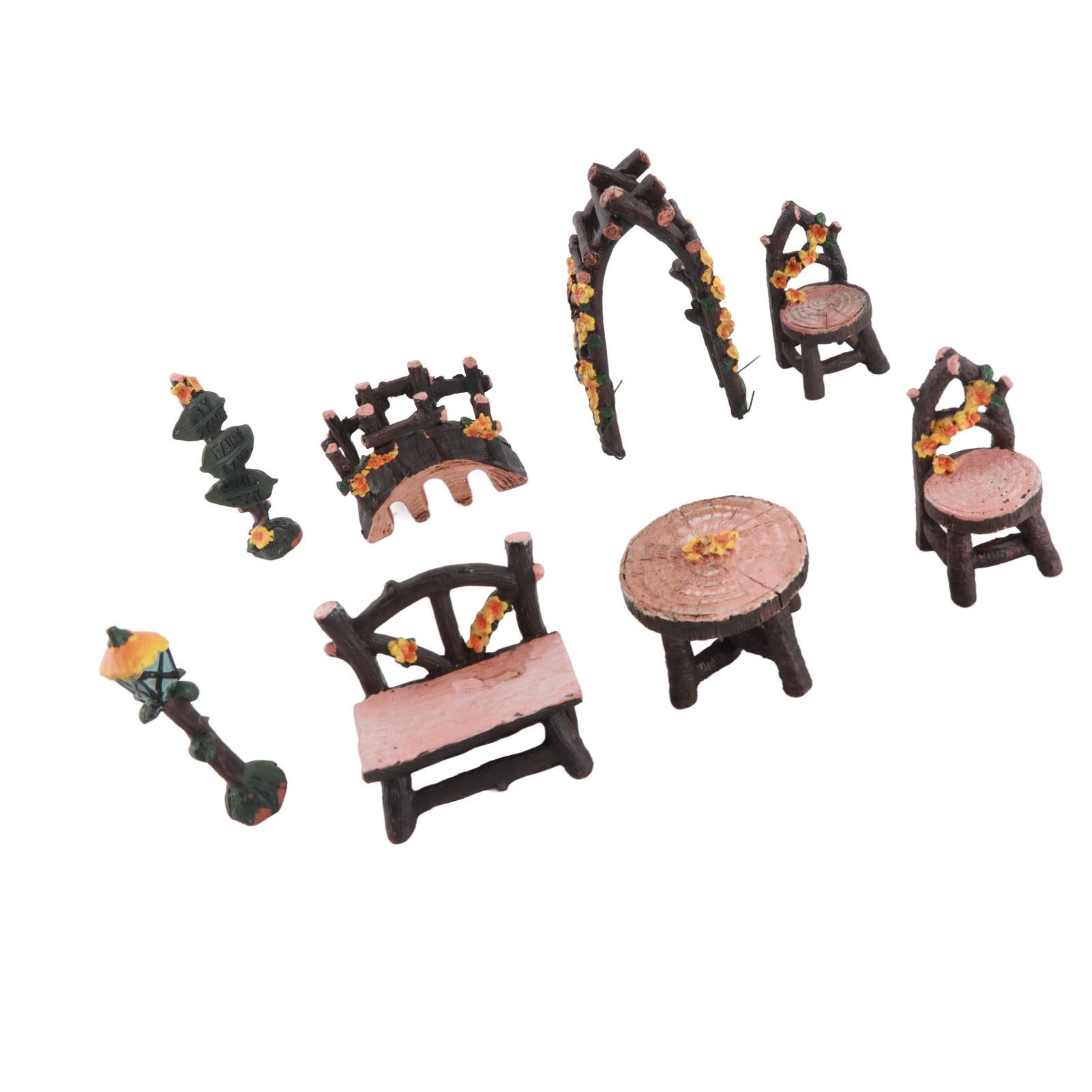 8PCS Fairy Garden Accessories Set Resin Miniature Table and Chairs Set Garden view 5