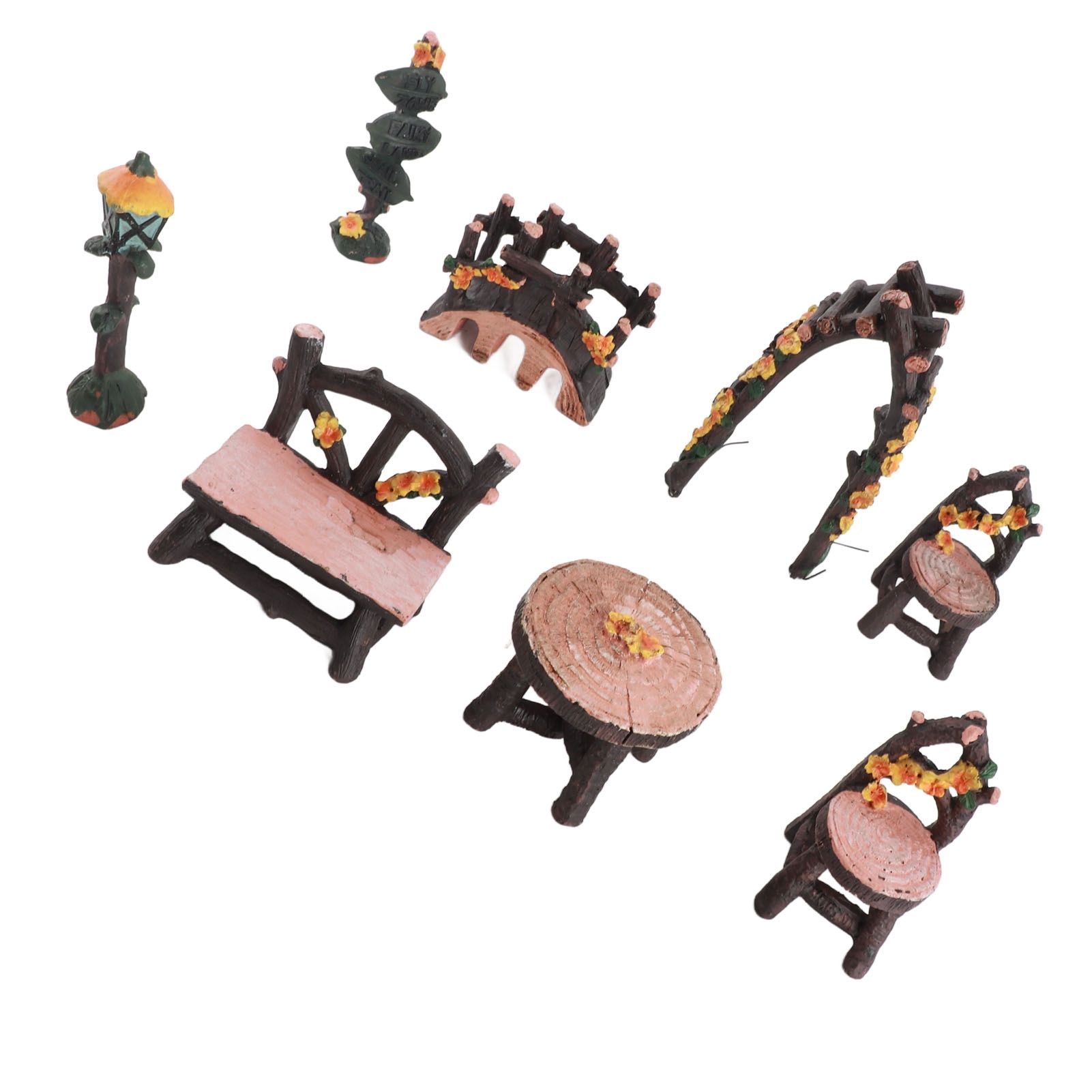 8PCS Fairy Garden Accessories Set Resin Miniature Table and Chairs Set Garden view 6