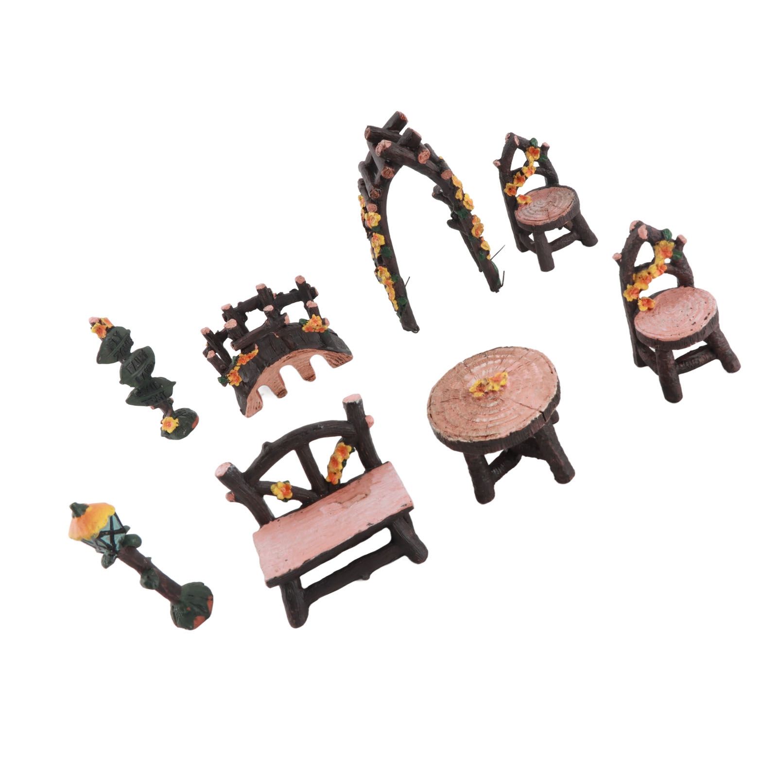 8PCS Fairy Garden Accessories Set Resin Miniature Table and Chairs Set Garden view 7