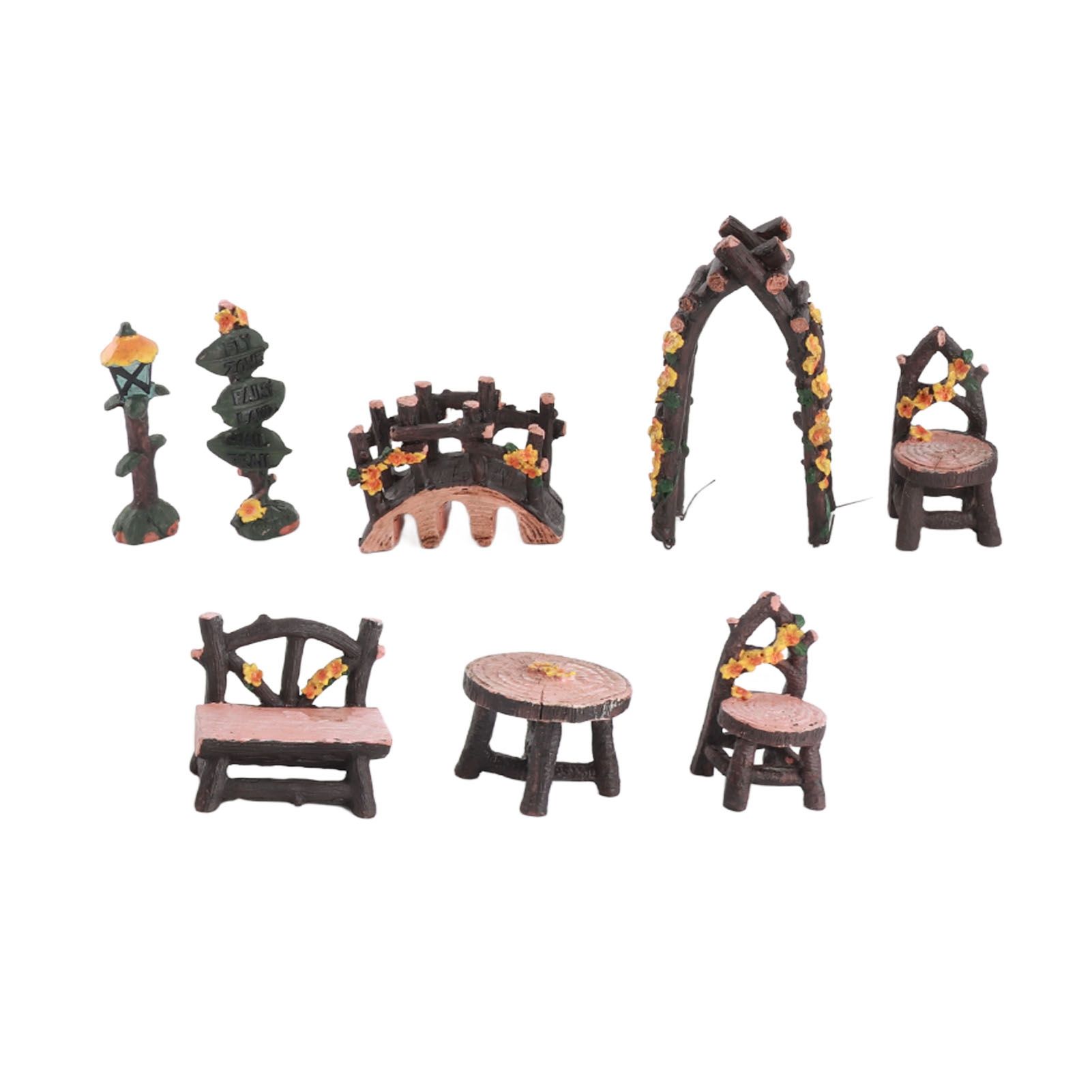 8PCS Fairy Garden Accessories Set Resin Miniature Table and Chairs Set Garden view 10