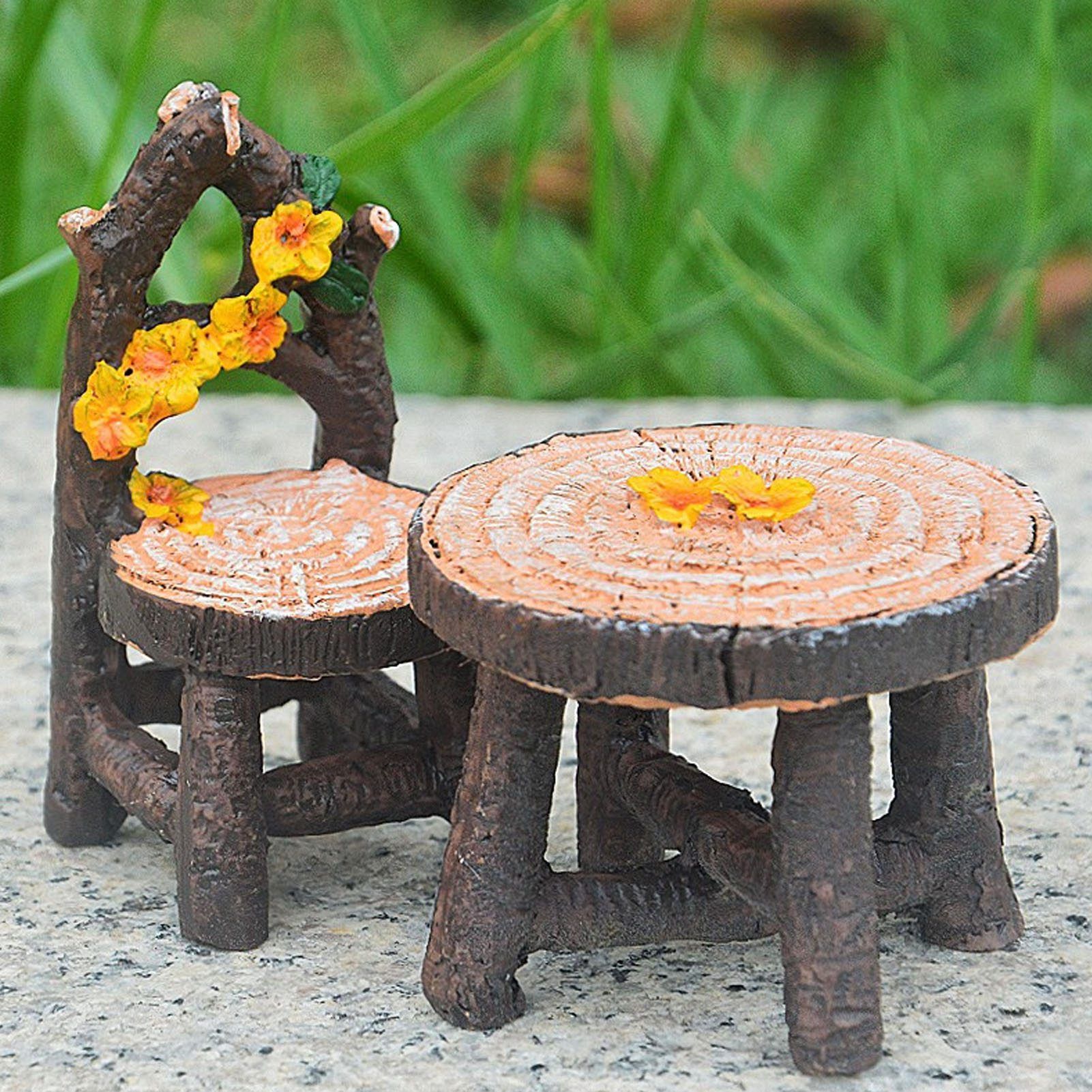 8PCS Fairy Garden Accessories Set Resin Miniature Table and Chairs Set Garden view 11