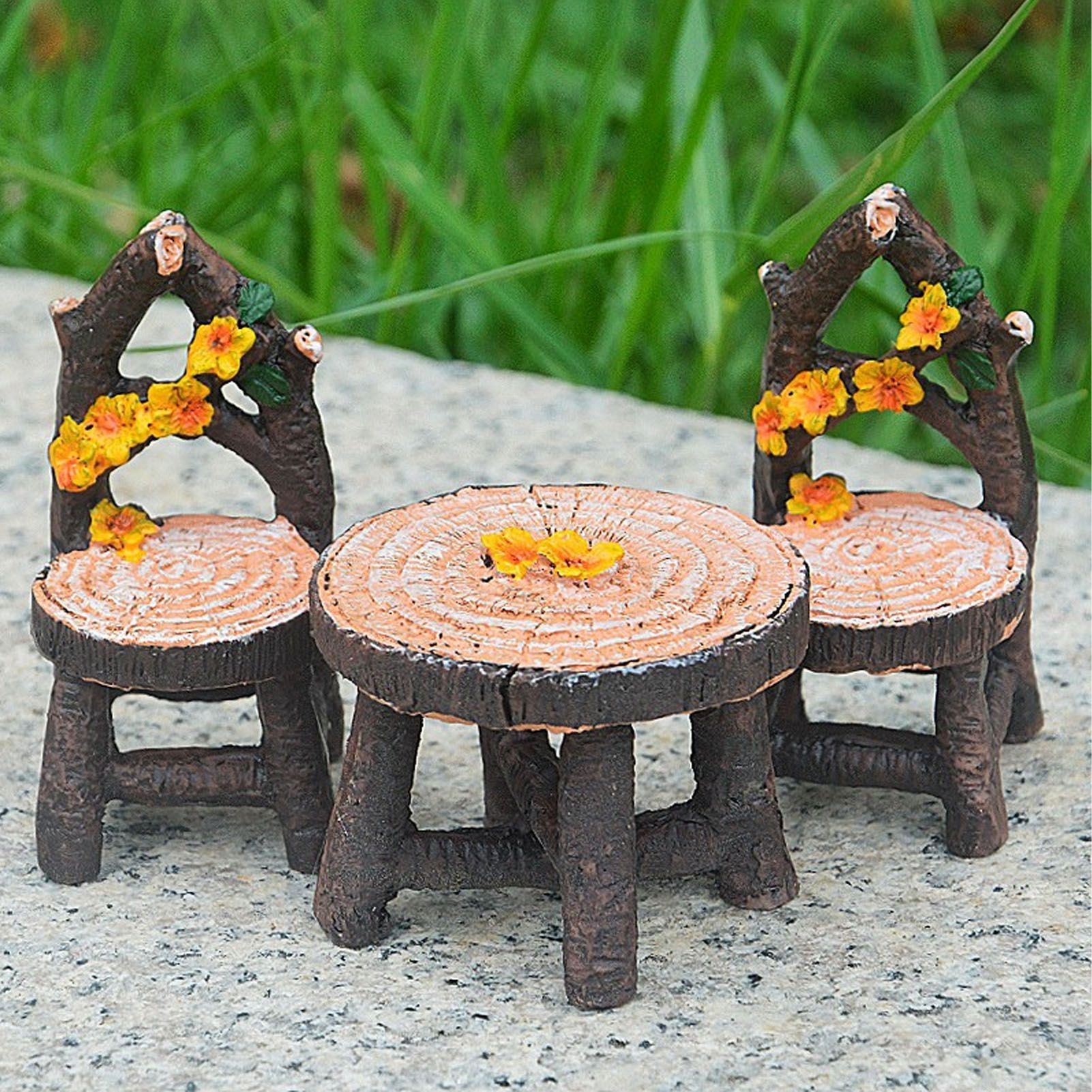 8PCS Fairy Garden Accessories Set Resin Miniature Table and Chairs Set Garden view 12