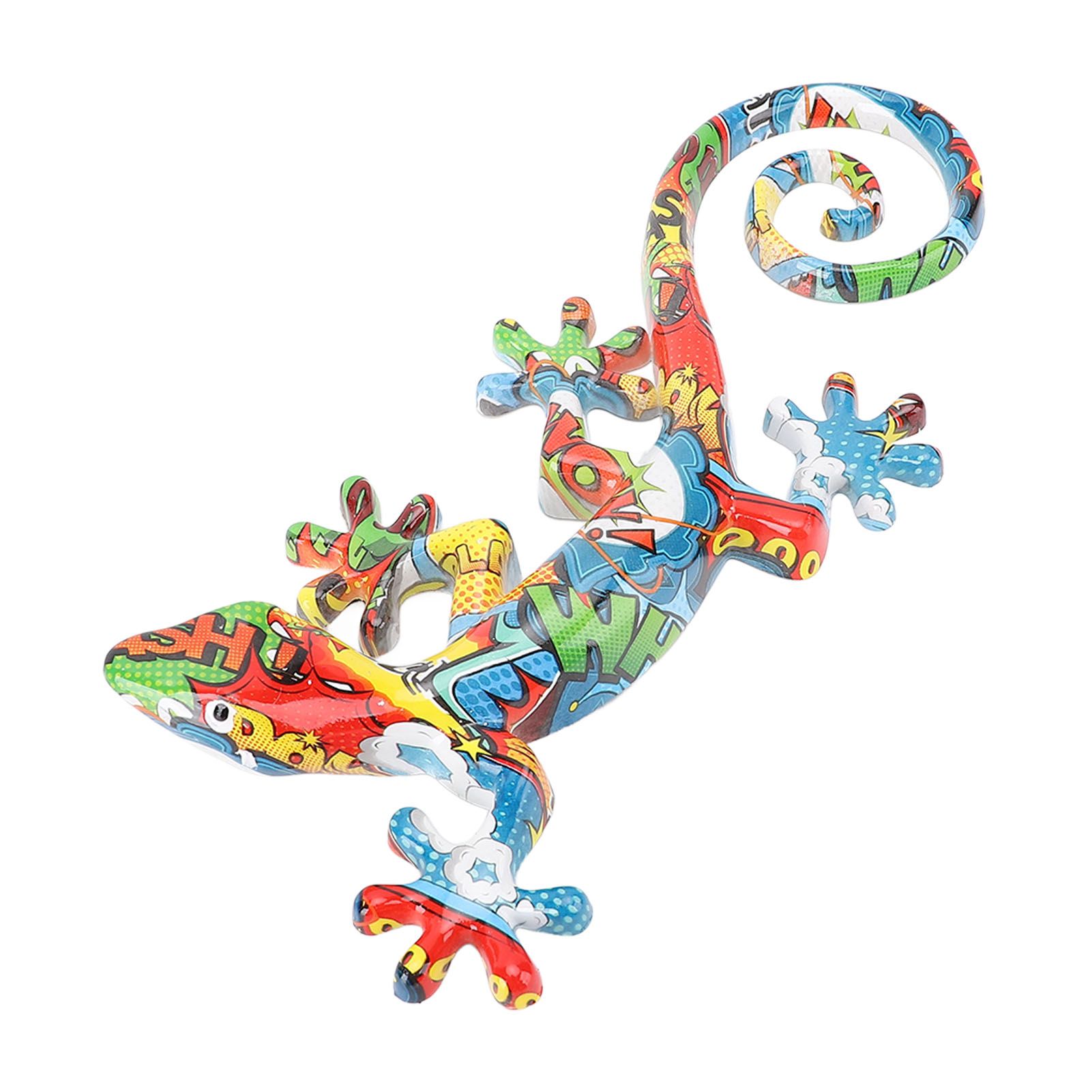 Wall Gecko Hanging Ornament Resin Vibrant Colors Gecko Wall Decor Sculpture view 6
