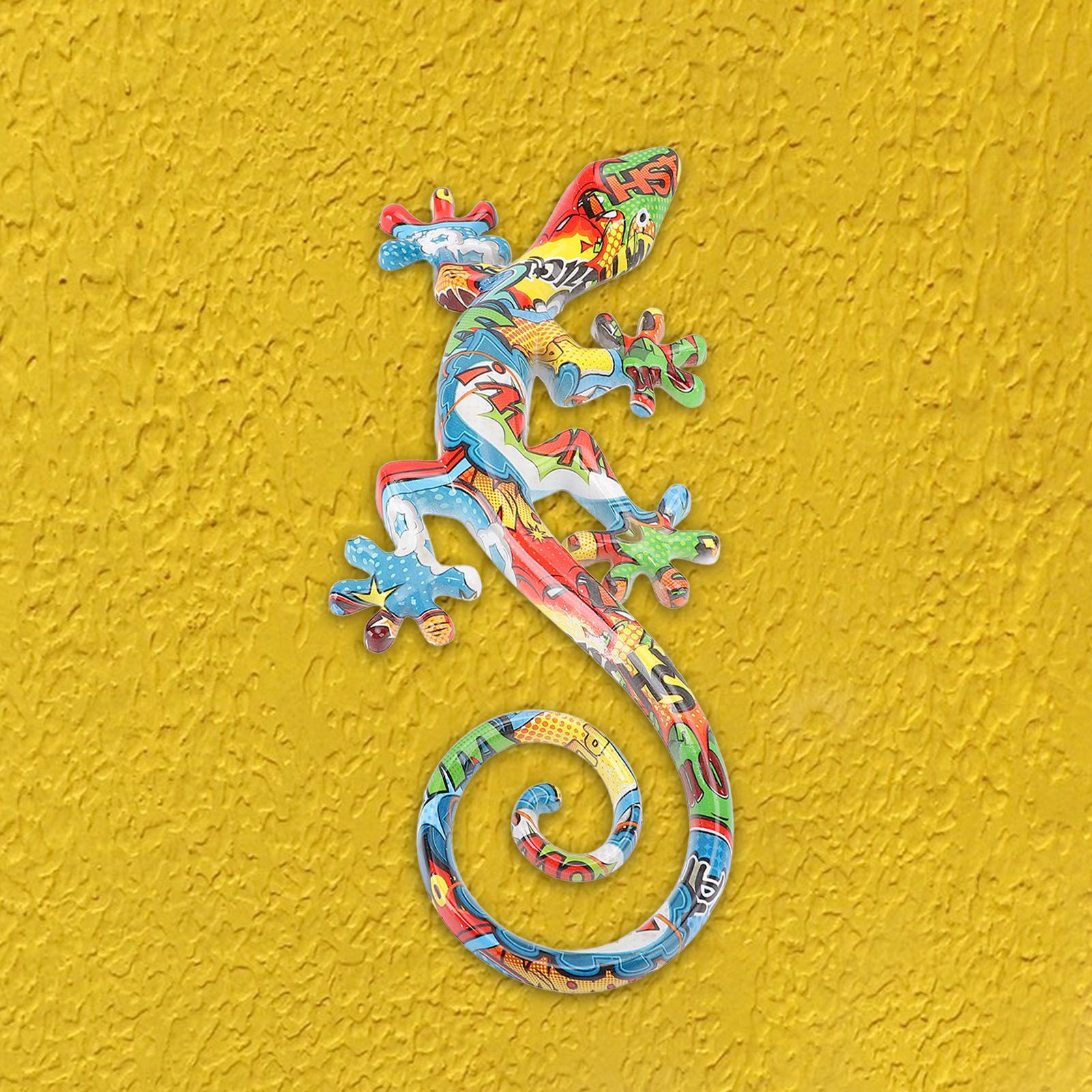 Wall Gecko Hanging Ornament Resin Vibrant Colors Gecko Wall Decor Sculpture view 11