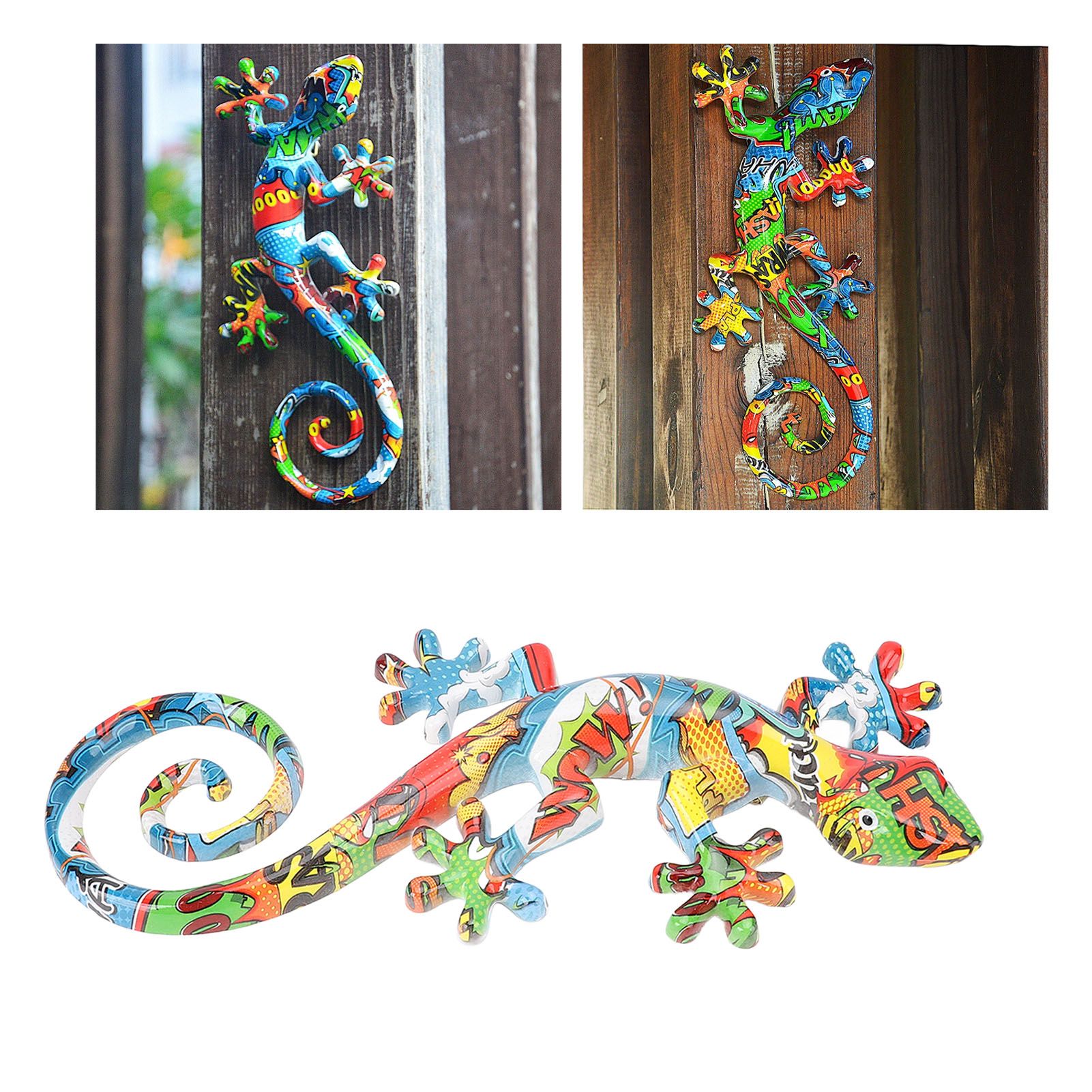 Wall Gecko Hanging Ornament Resin Vibrant Colors Gecko Wall Decor Sculpture view 12