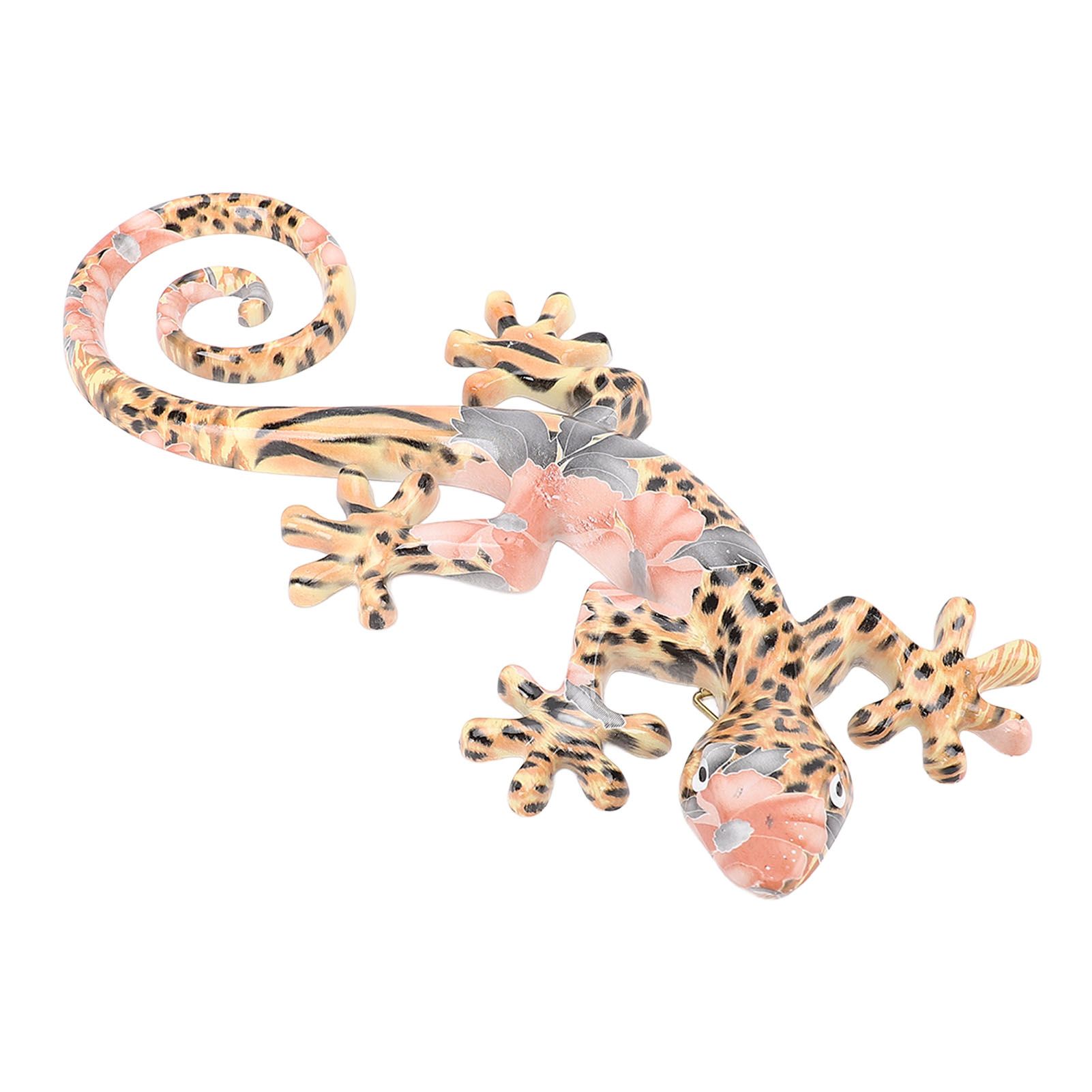 Wall Gecko Hanging Ornament Resin Vibrant Colors Gecko Wall Decor Sculpture view 3