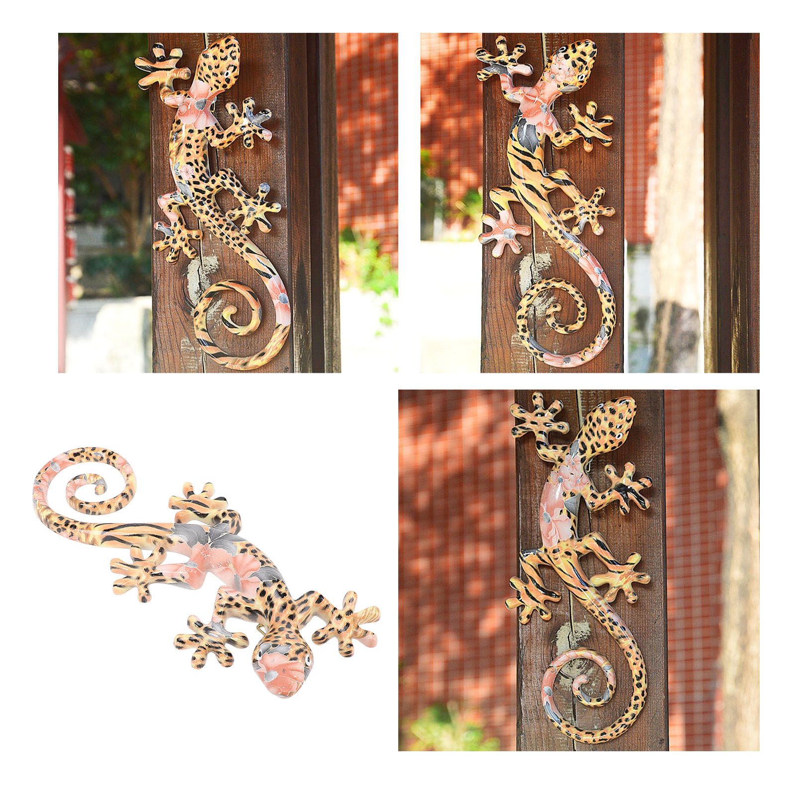 Wall Gecko Hanging Ornament Resin Vibrant Colors Gecko Wall Decor Sculpture view 11