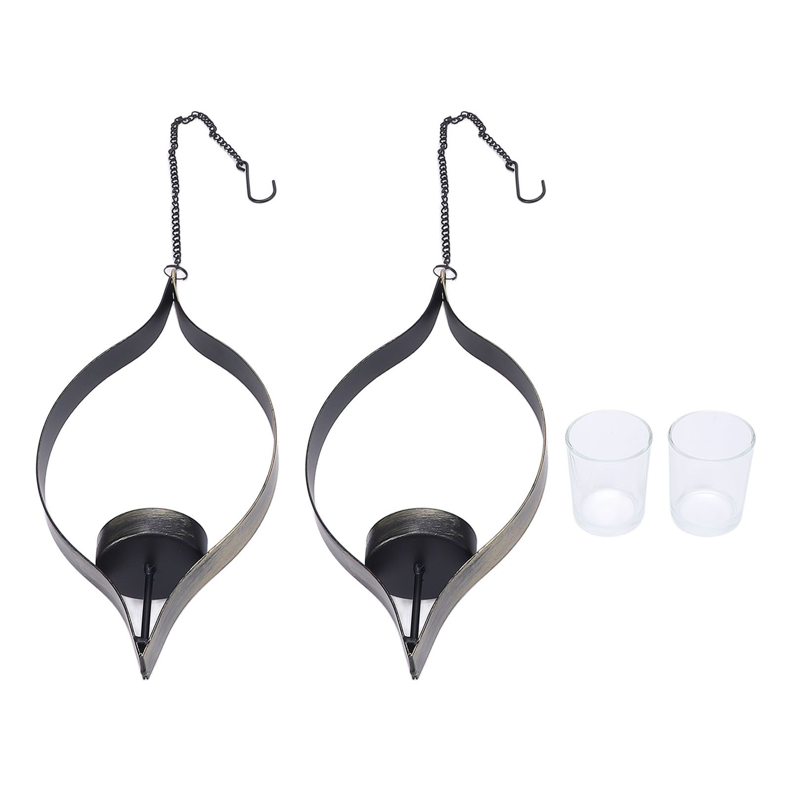 2 Pcs Metal Hanging Candle Holder Vintage Decorative Iron Wall Candle Sconce view 3