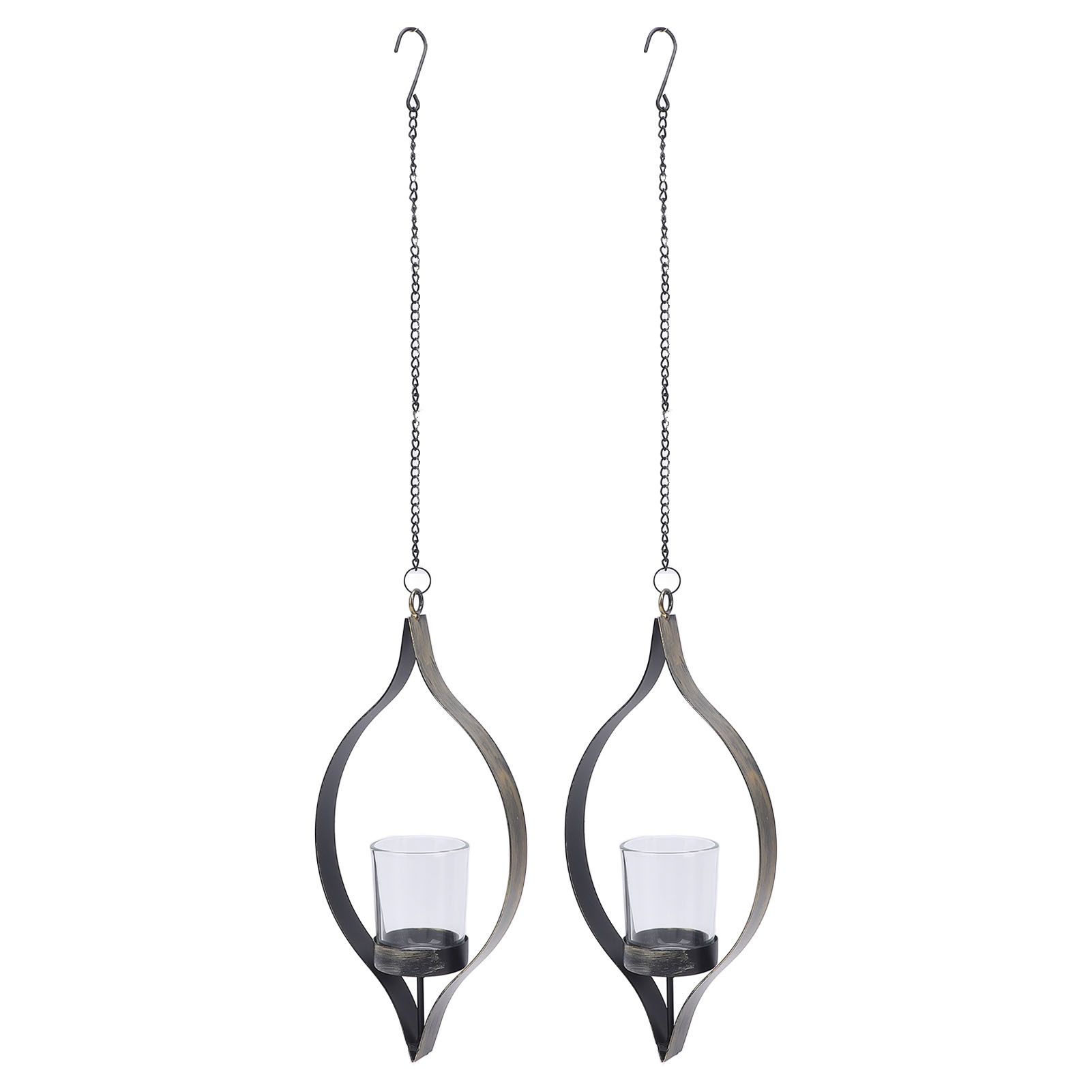 2 Pcs Metal Hanging Candle Holder Vintage Decorative Iron Wall Candle Sconce view 4