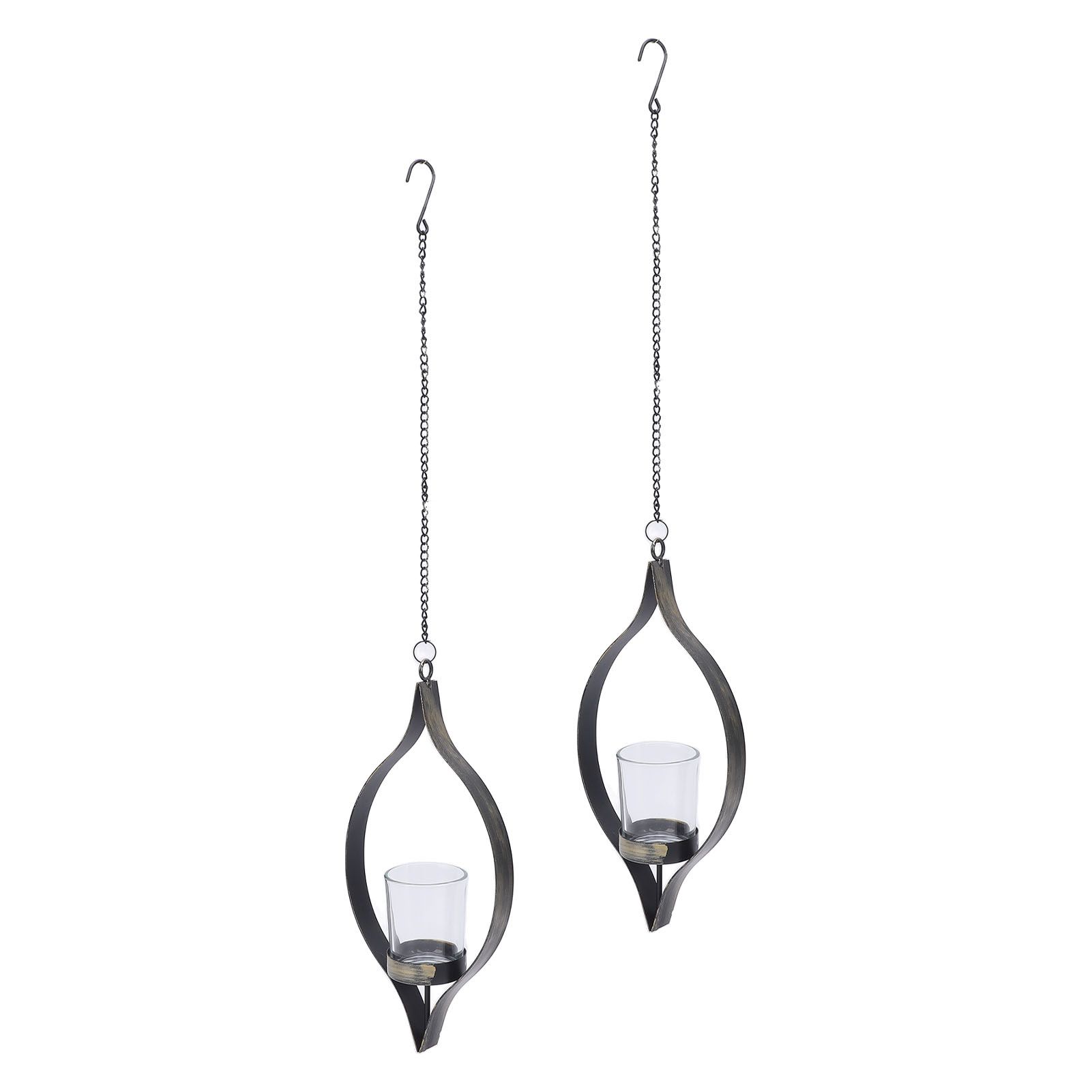 2 Pcs Metal Hanging Candle Holder Vintage Decorative Iron Wall Candle Sconce view 8