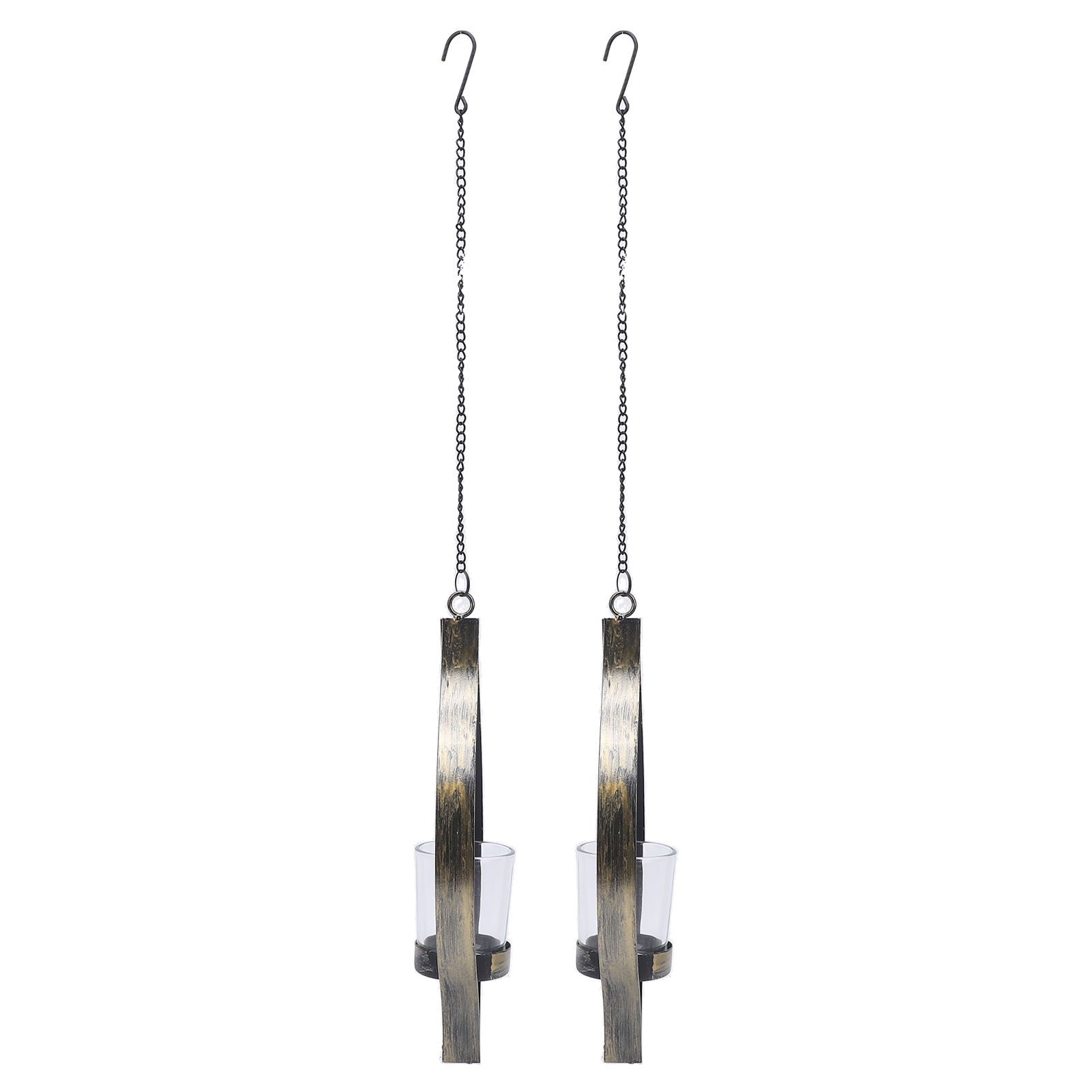 2 Pcs Metal Hanging Candle Holder Vintage Decorative Iron Wall Candle Sconce view 11