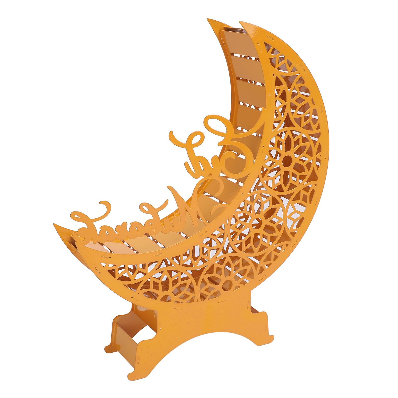 Yellow Moon Ornament with Lighting Iron Art Hollow Desk Decoration for Dining view 12