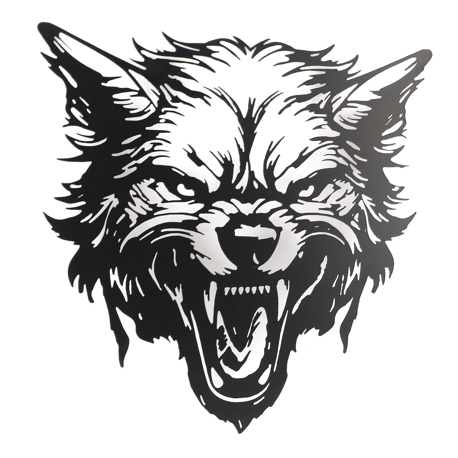 Fierce Wolf Head Wall Art Wrought Iron Roaring Wolf Wall Hanging Decoration view 4