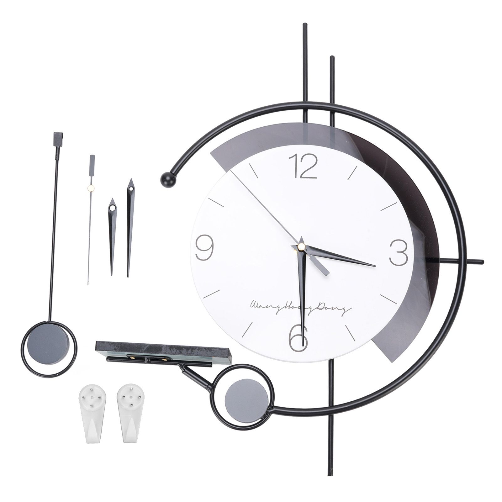 Modern Simple Wall Clock Iron Art Silent Movement Decorative Wall Clock Black view 3