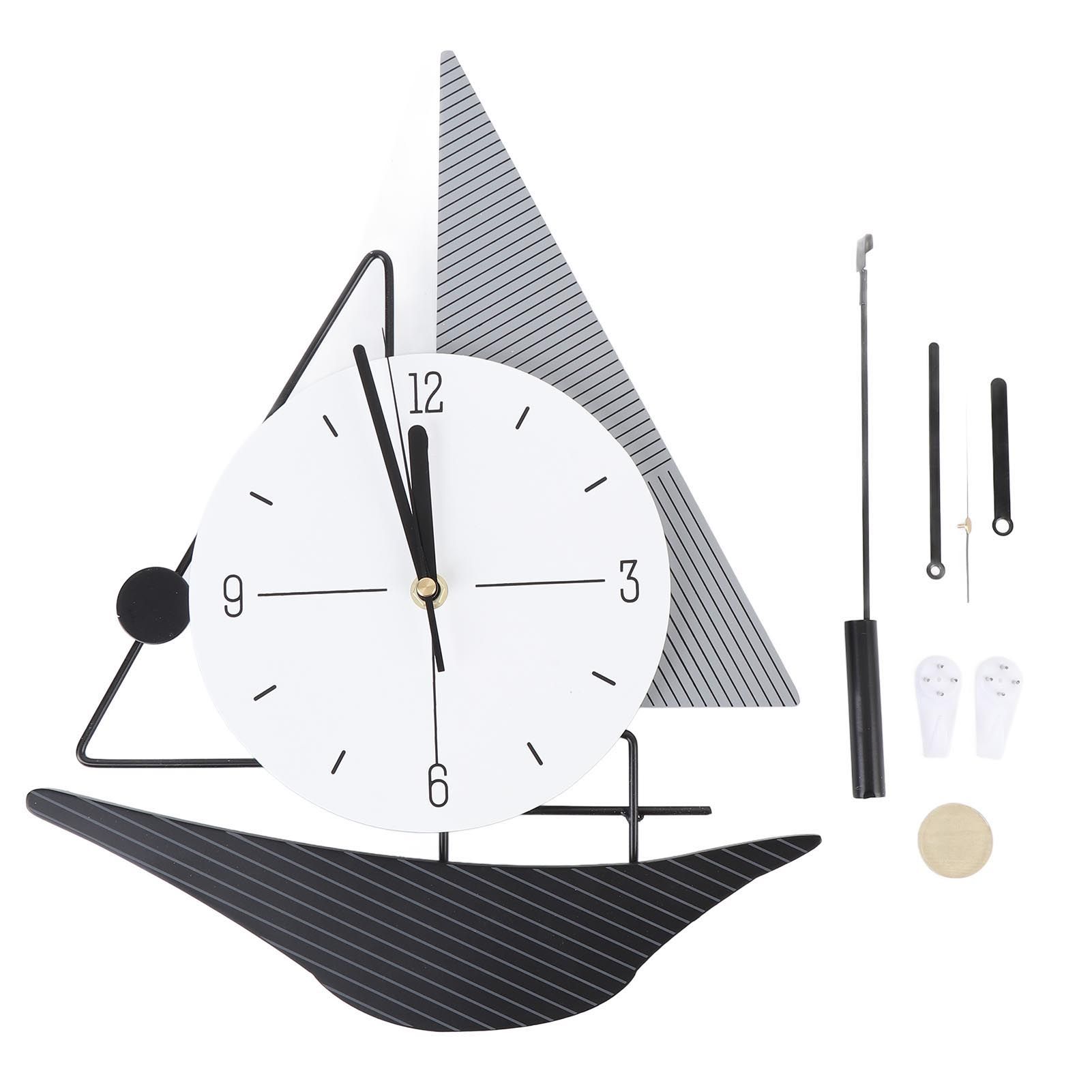Wall Clock Modern Simple Quiet Sailboat Clock for Home Living Room Dining Room view 3
