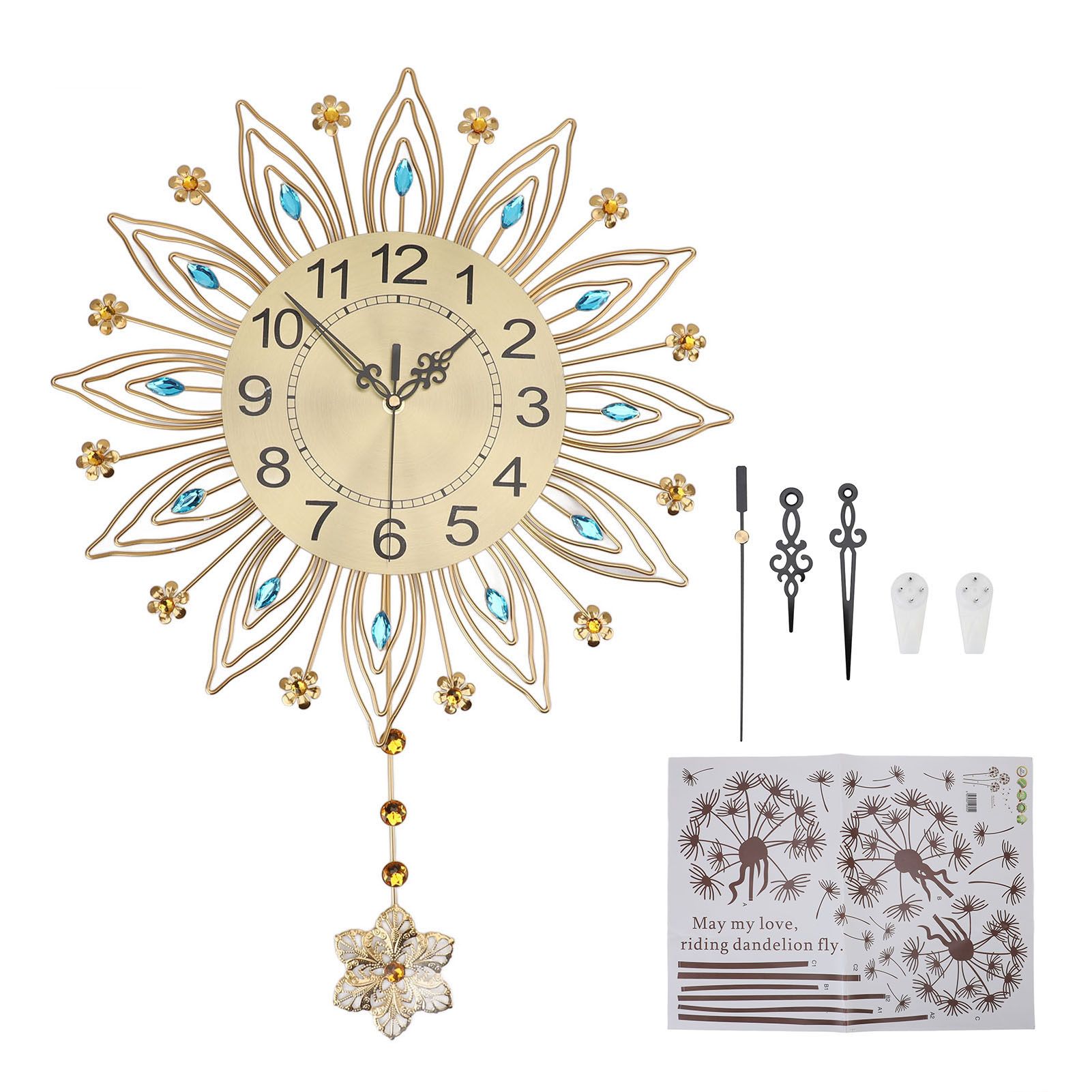 16.93in Large Wall Clock for Living Room Elegant Modern Silent Wall Clock with view 3