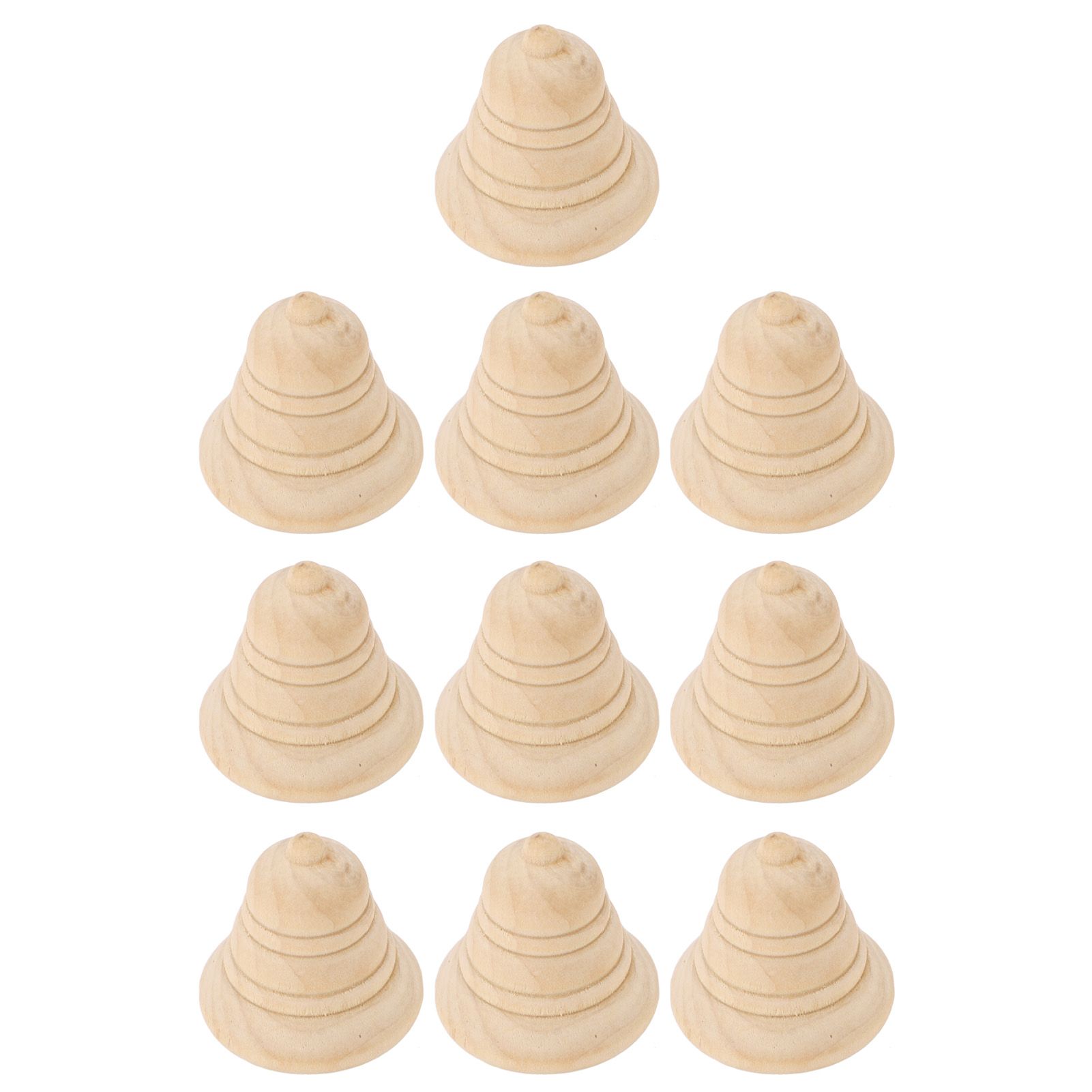 10Pcs Wooden Bell Decor Blank Cute Unfinished Xmas Bell Ornament with Hanging Rope view 4