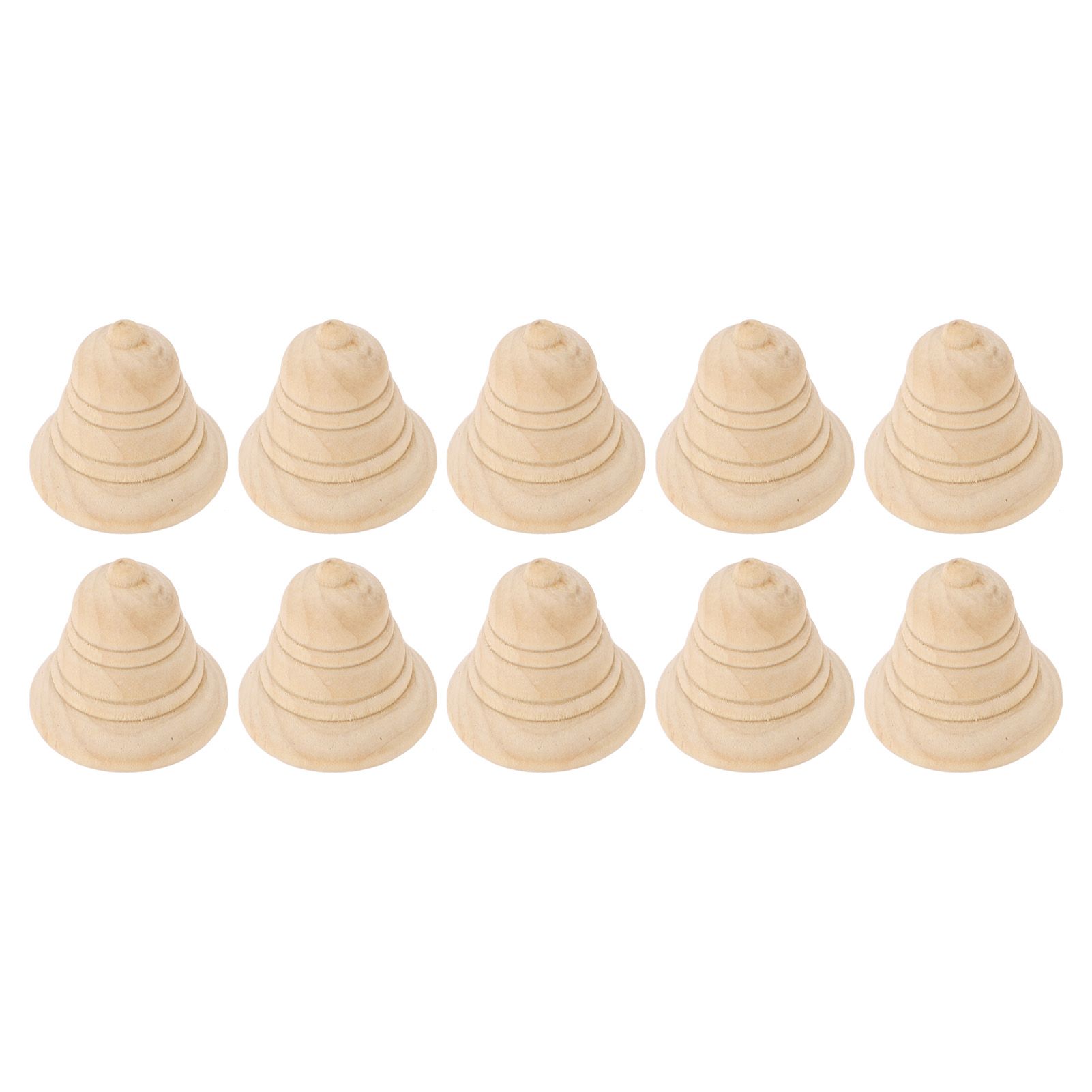 10Pcs Wooden Bell Decor Blank Cute Unfinished Xmas Bell Ornament with Hanging Rope view 6