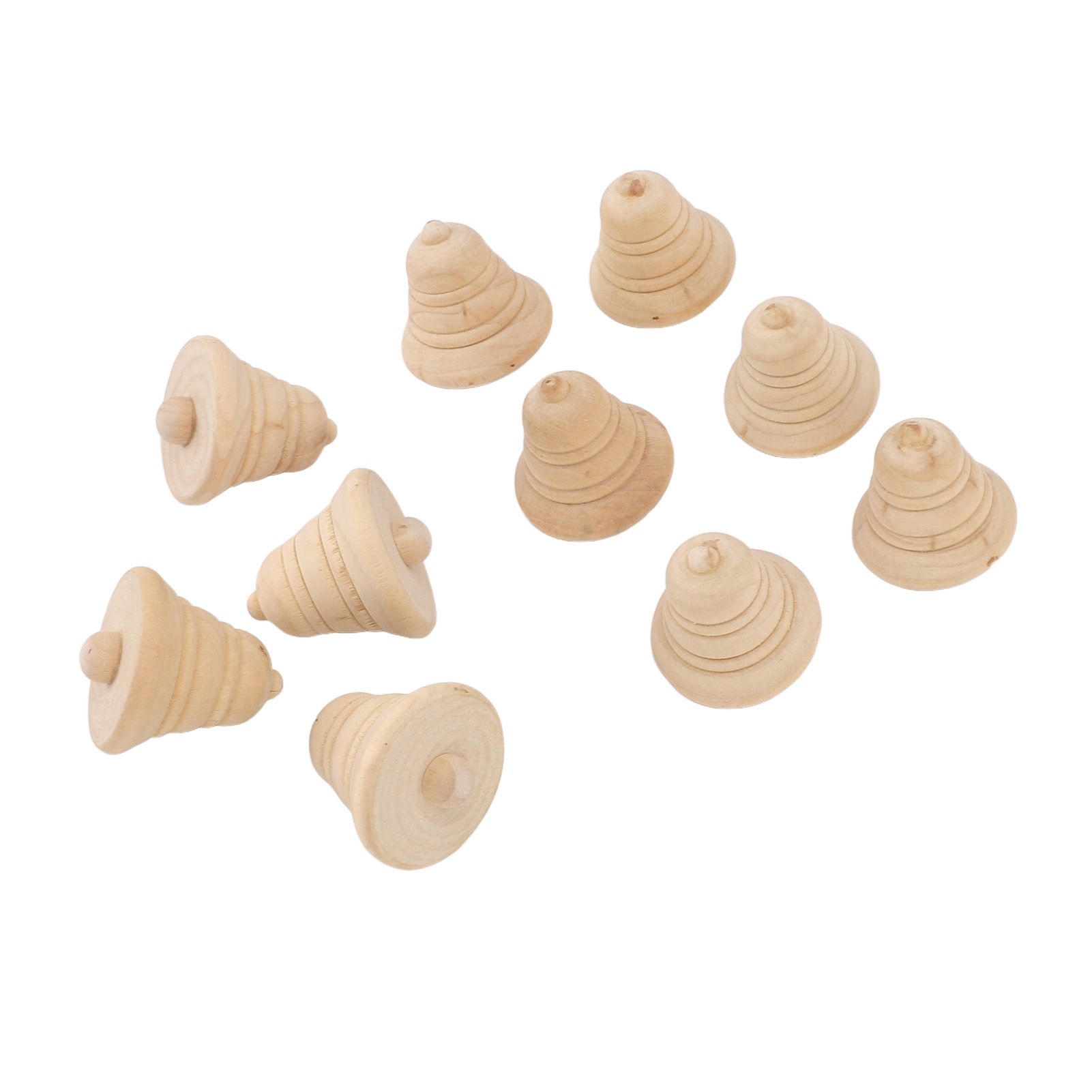 10Pcs Wooden Bell Decor Blank Cute Unfinished Xmas Bell Ornament with Hanging Rope view 8