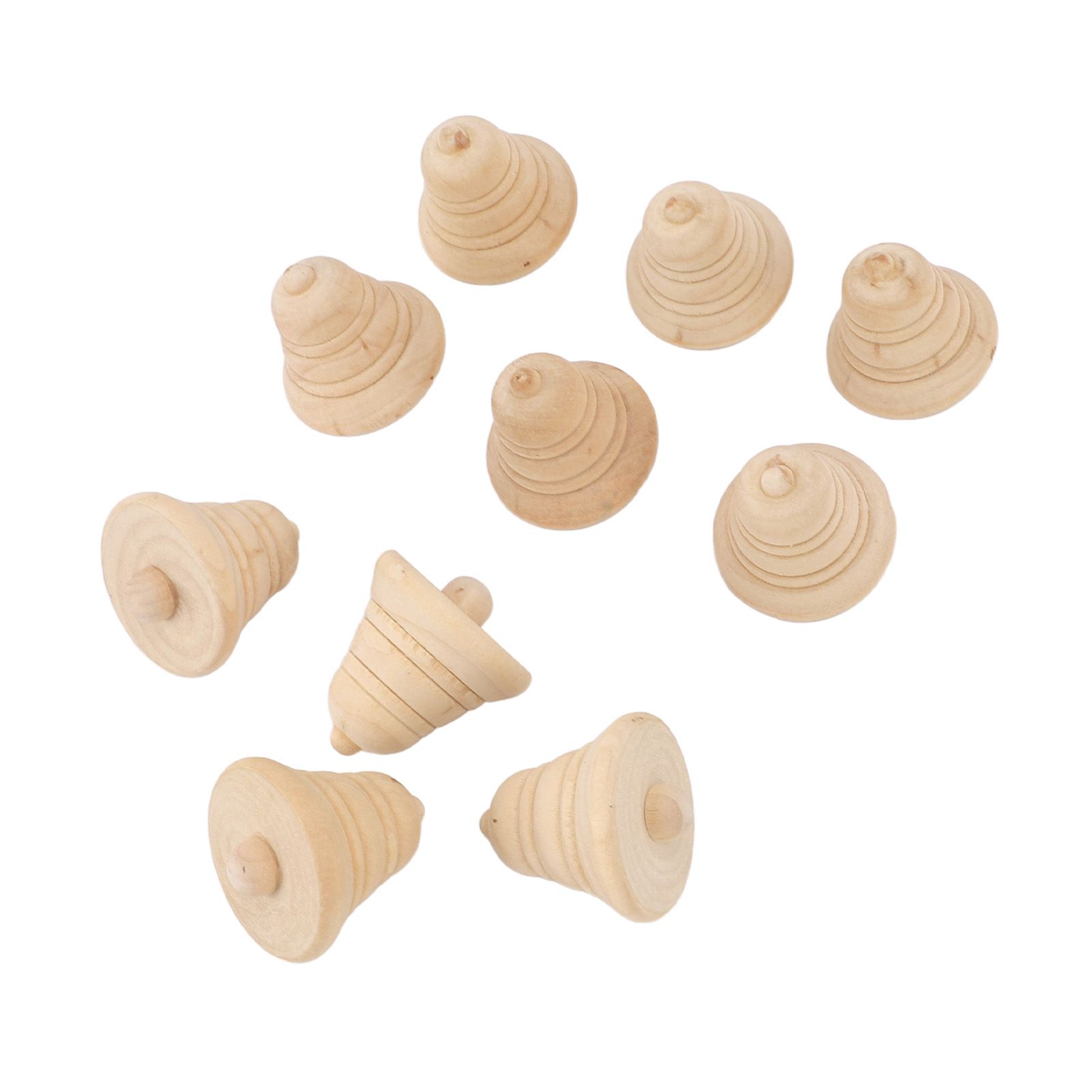 10Pcs Wooden Bell Decor Blank Cute Unfinished Xmas Bell Ornament with Hanging Rope view 9