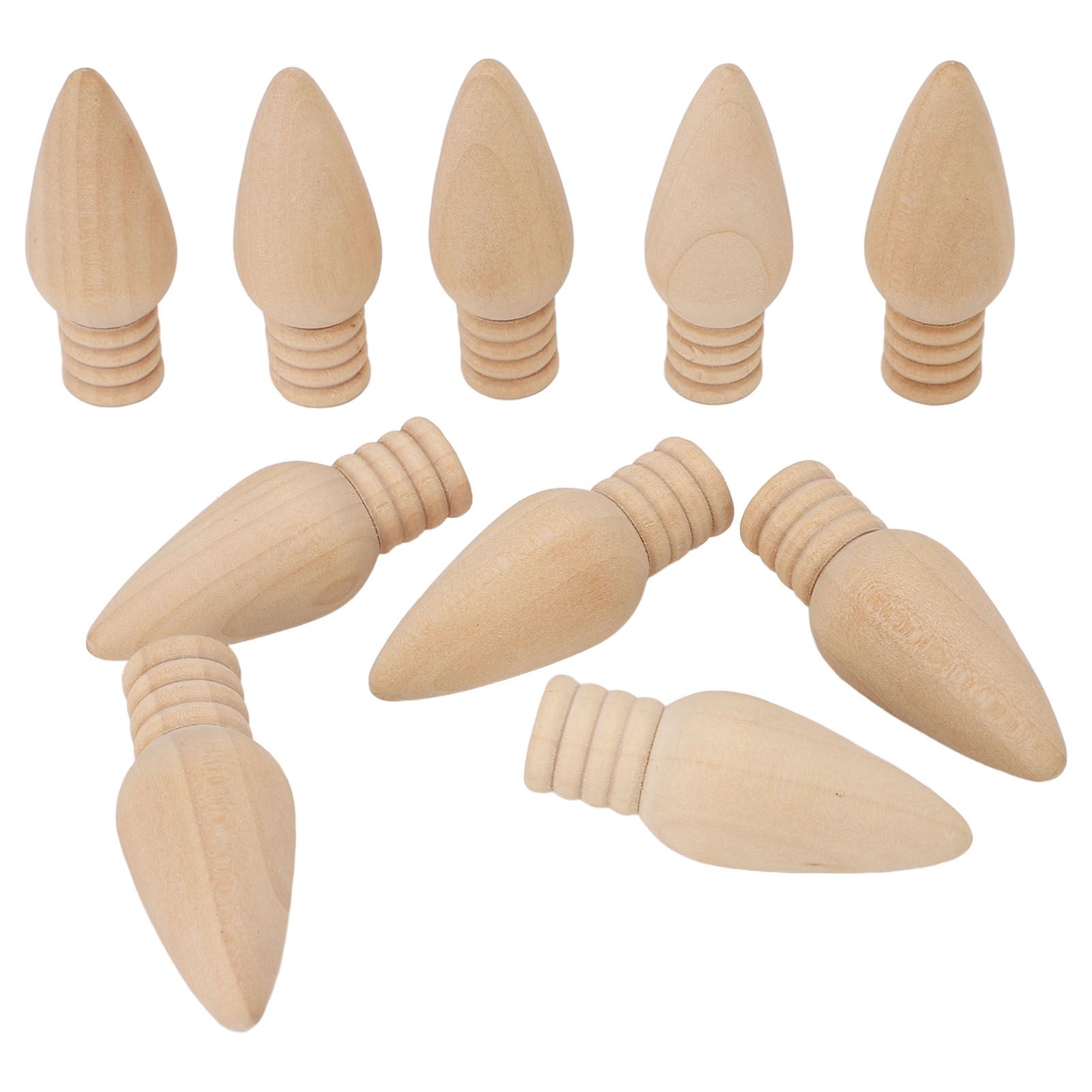 10PCS Wooden Light Bulbs Cute and Compact Unfinished Wooden Hanging Light Bulb view 6