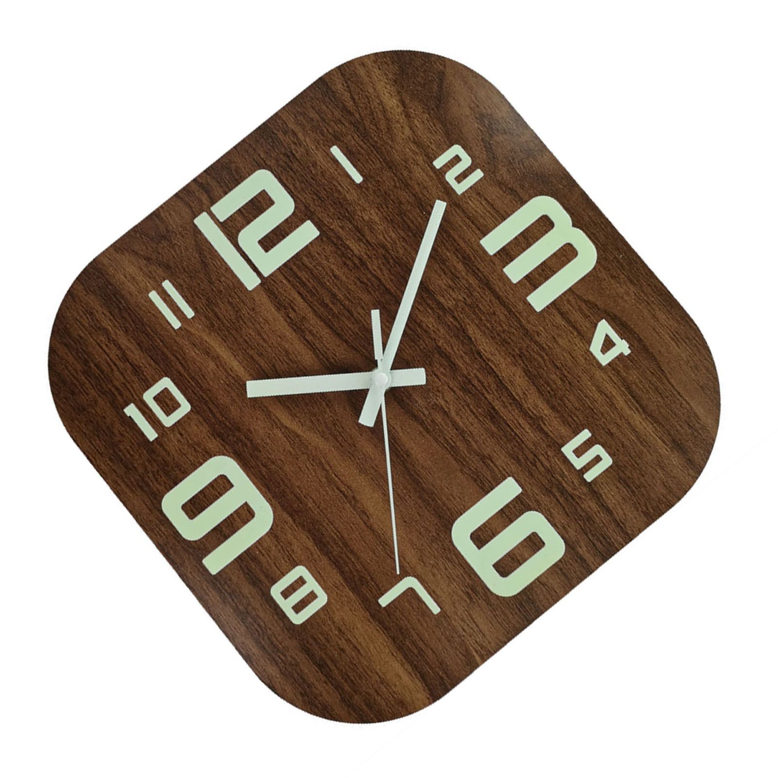 Glow in Dark Wall Clock Wooden 12 Inch Square Silent Battery Operated Rustic — image 1