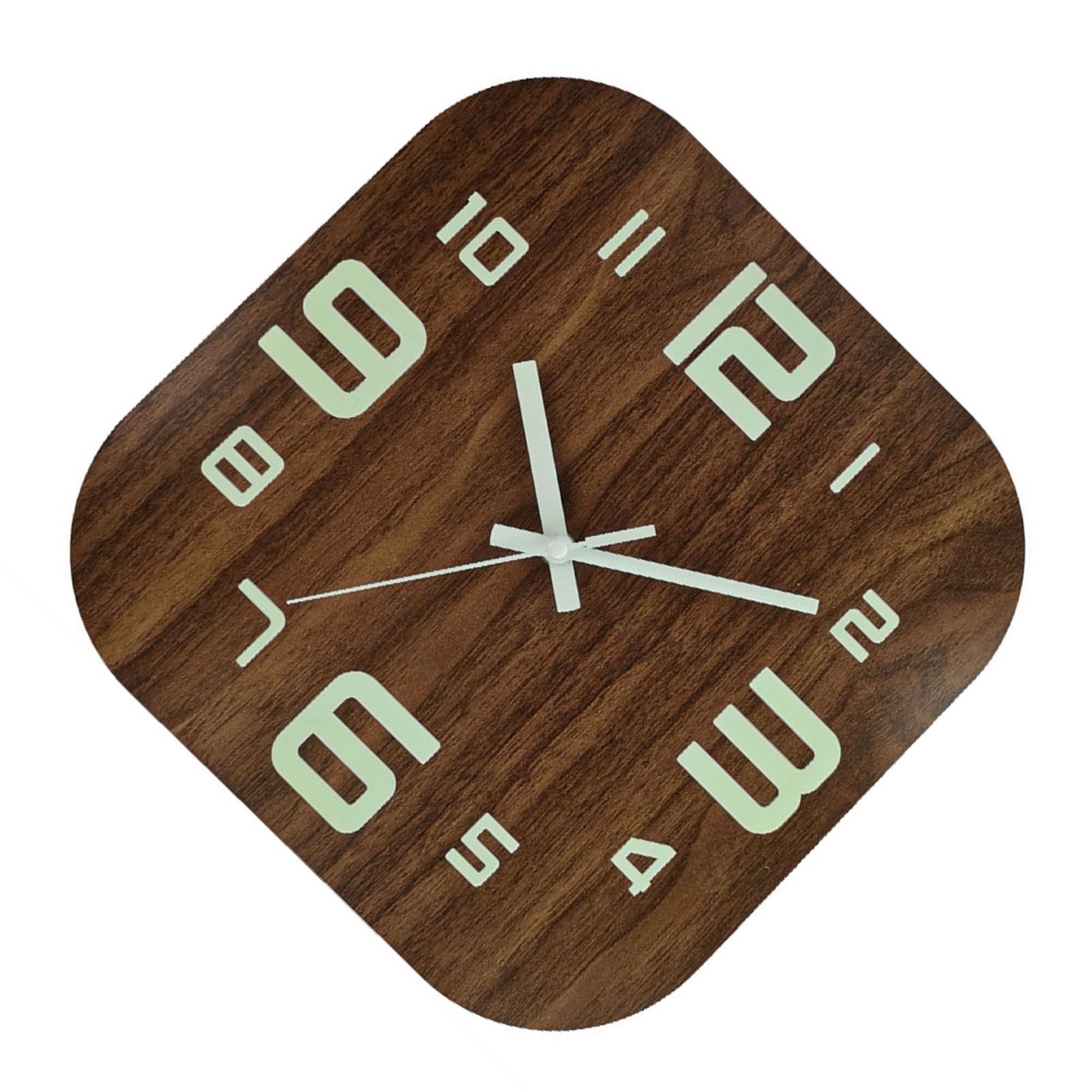 Glow in Dark Wall Clock Wooden 12 Inch Square Silent Battery Operated Rustic view 4