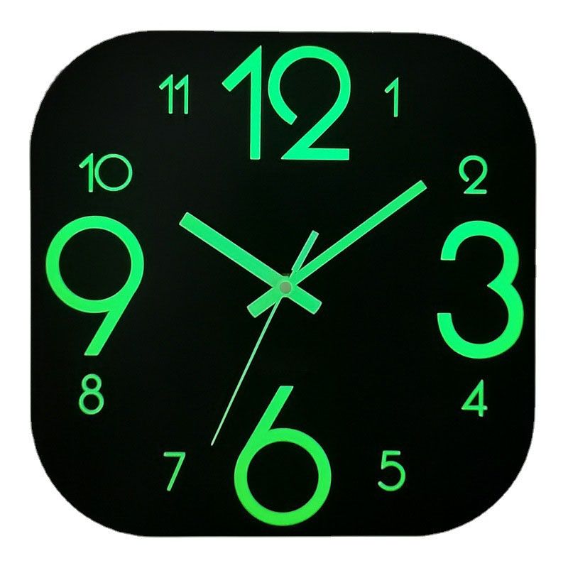 Glow in Dark Wall Clock Wooden 12 Inch Square Silent Battery Operated Rustic view 6