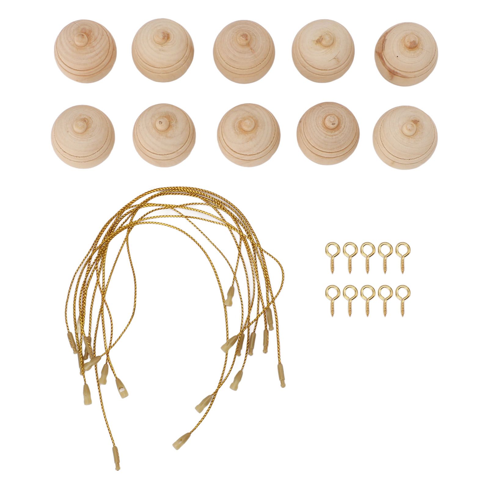 10pcs Unfinished Hanging Decorative Ball Wooden Ball Shaped Hanging Ornament view 3