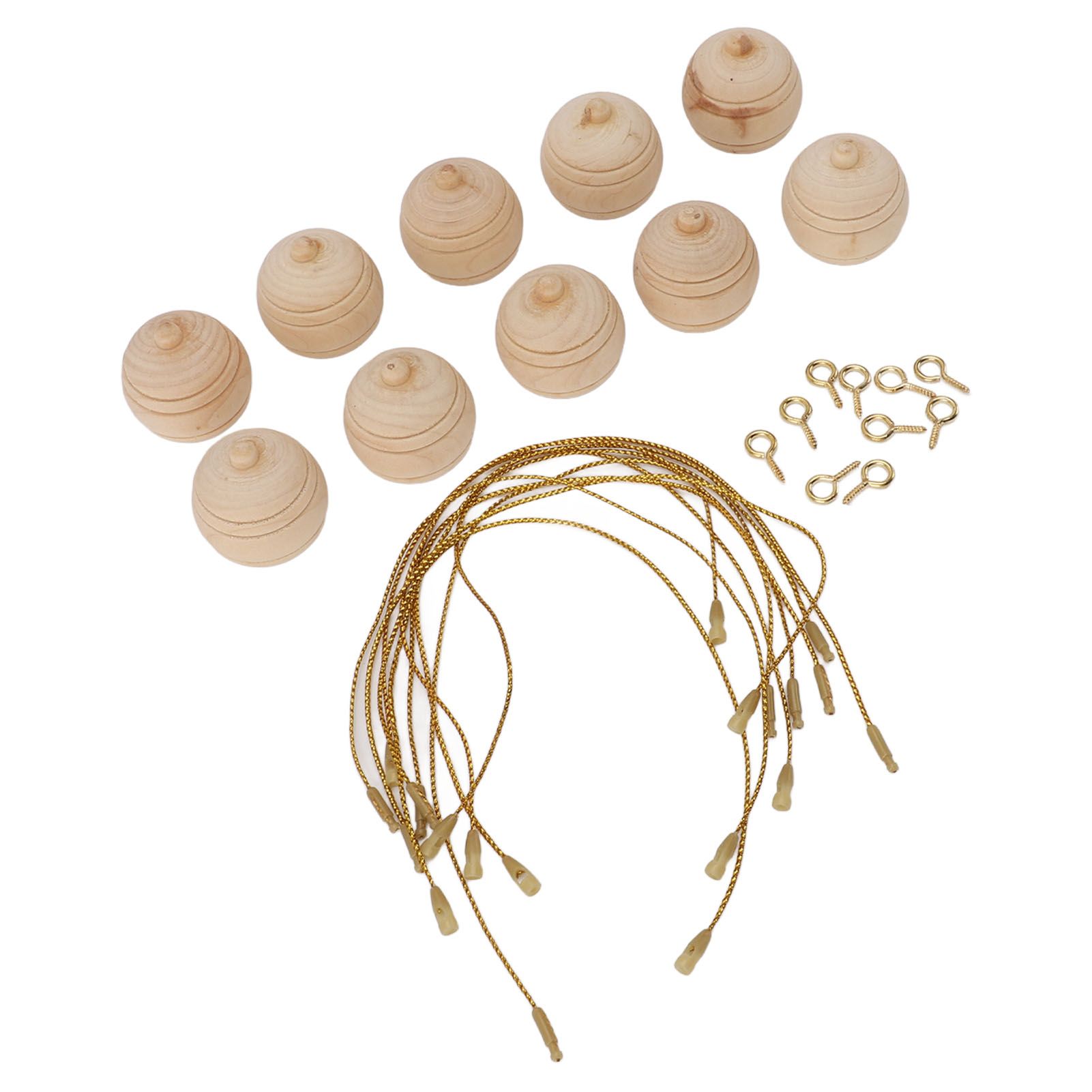 10pcs Unfinished Hanging Decorative Ball Wooden Ball Shaped Hanging Ornament view 6