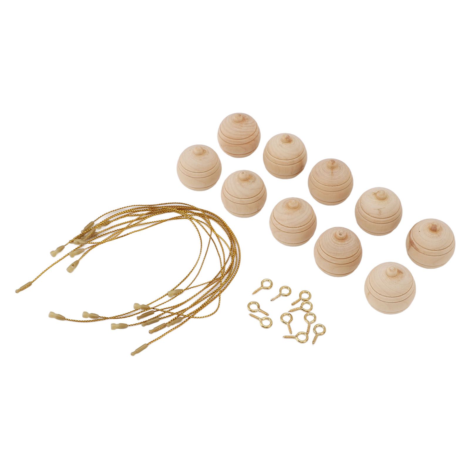 10pcs Unfinished Hanging Decorative Ball Wooden Ball Shaped Hanging Ornament view 8