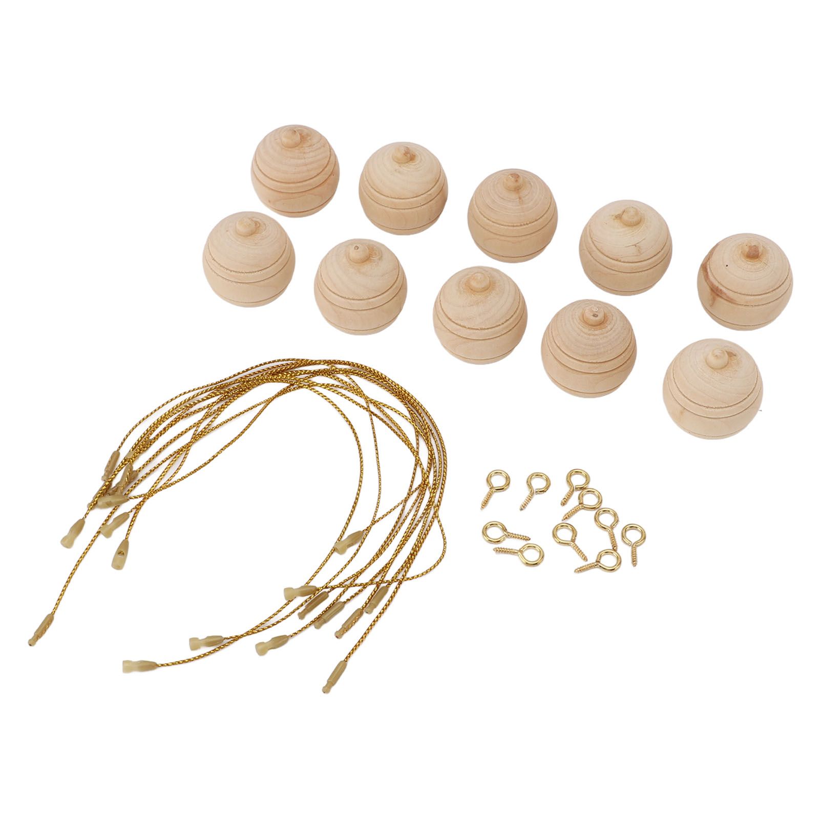 10pcs Unfinished Hanging Decorative Ball Wooden Ball Shaped Hanging Ornament view 9
