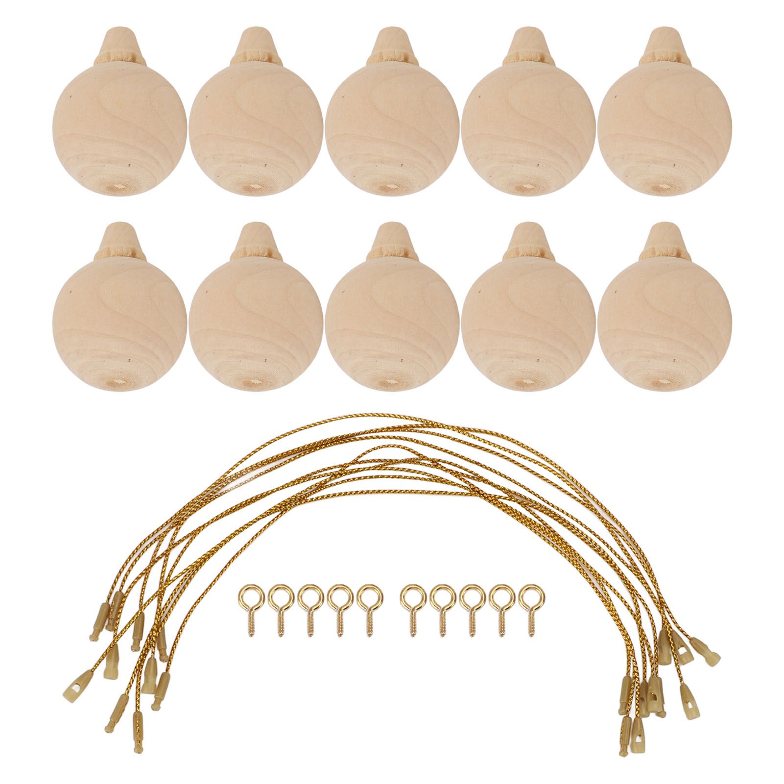 10PCS Unfinished Ball Ornaments Wooden DIY Unfinished Xmas Tree Hanging Balls view 3
