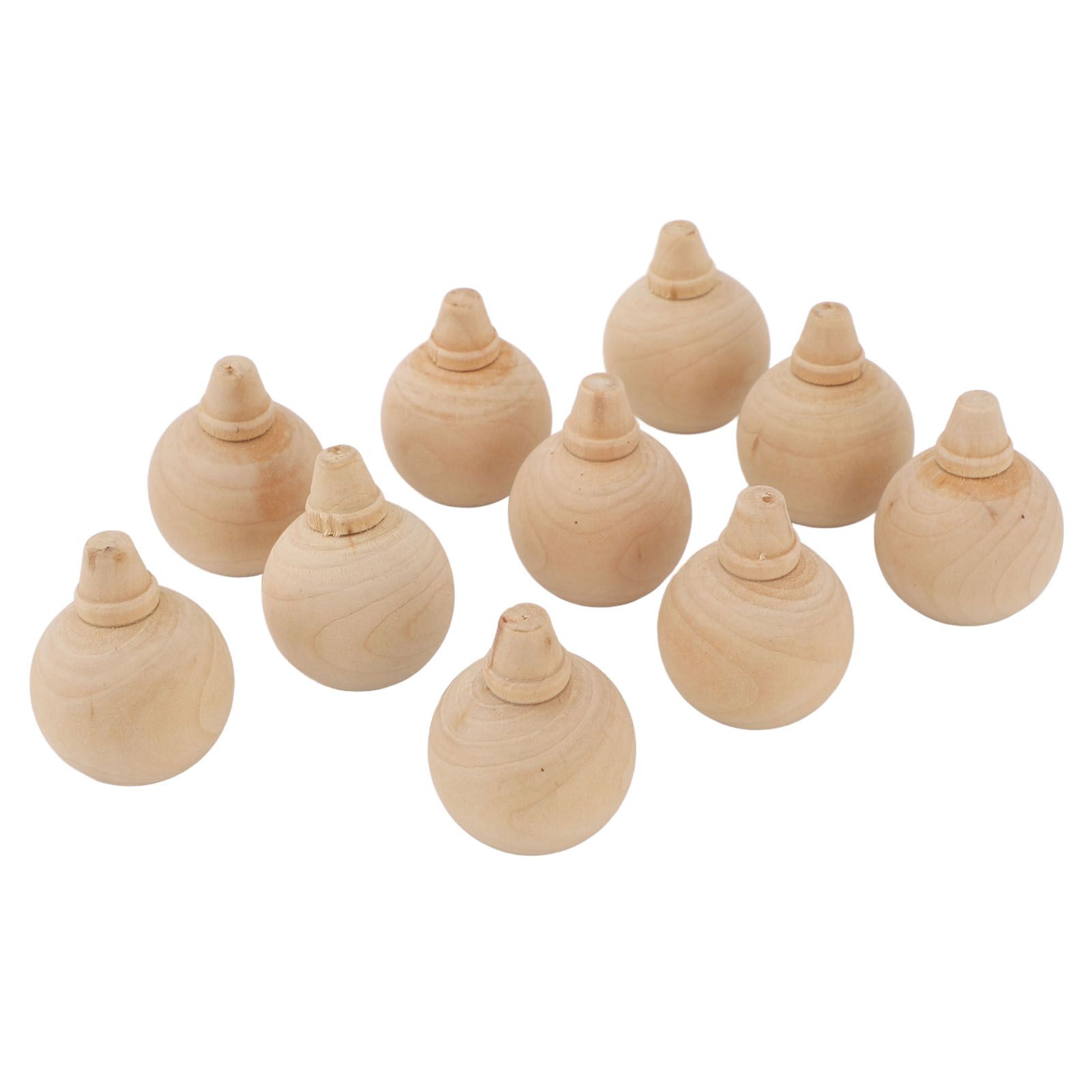 10PCS Unfinished Ball Ornaments Wooden DIY Unfinished Xmas Tree Hanging Balls view 10
