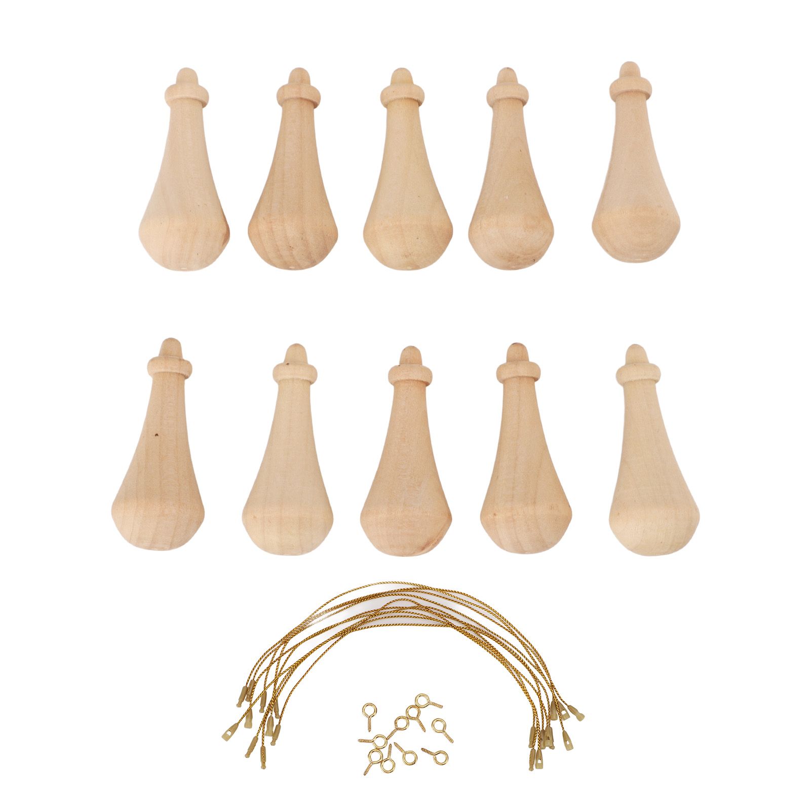10Pcs Unfinished Wooden Pendant to Paint Mini Blank Peg Hanging Embellishments view 3