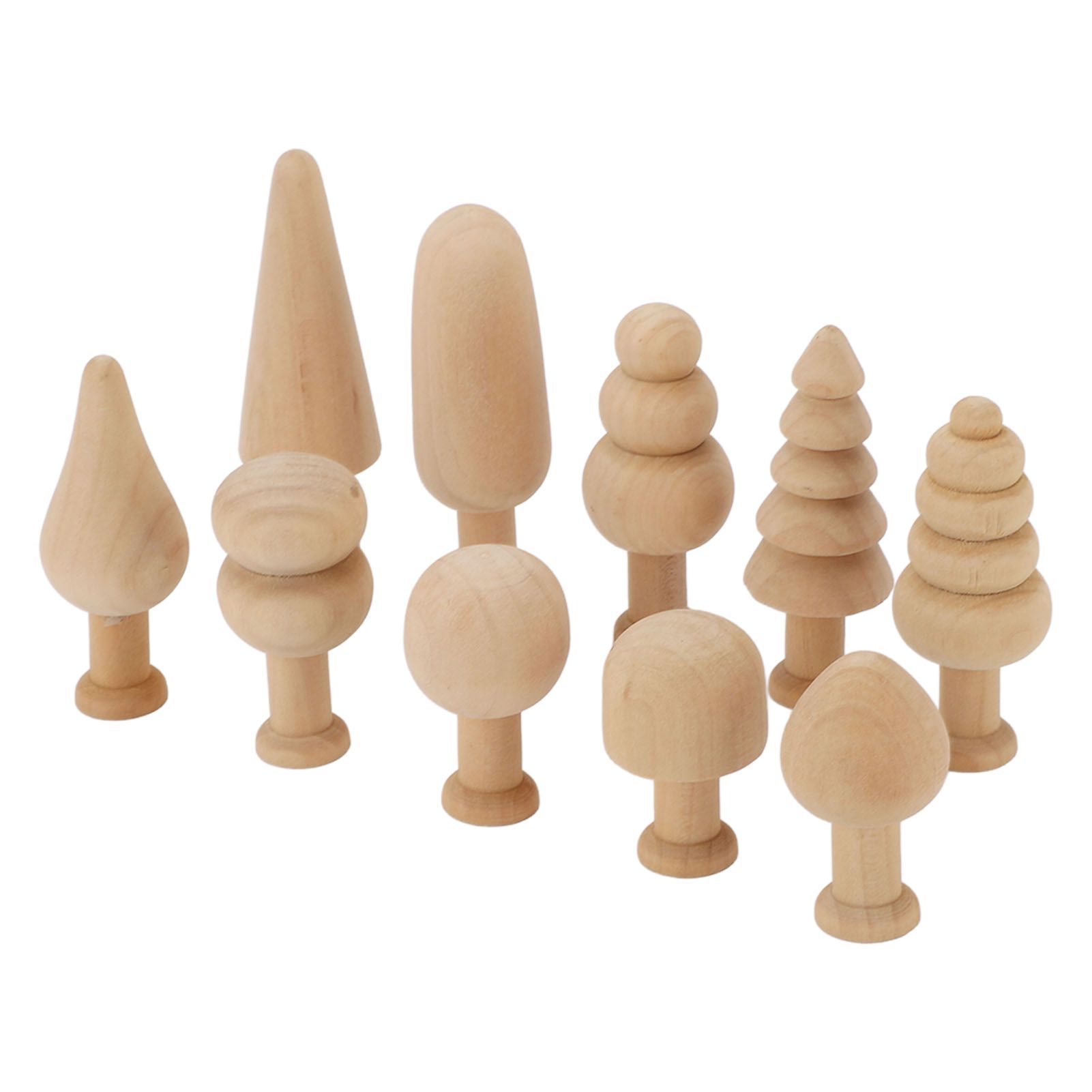 2 Set Unfinished Wooden Trees to Paint Mini Blank Peg Xmas Tree Home Holiday