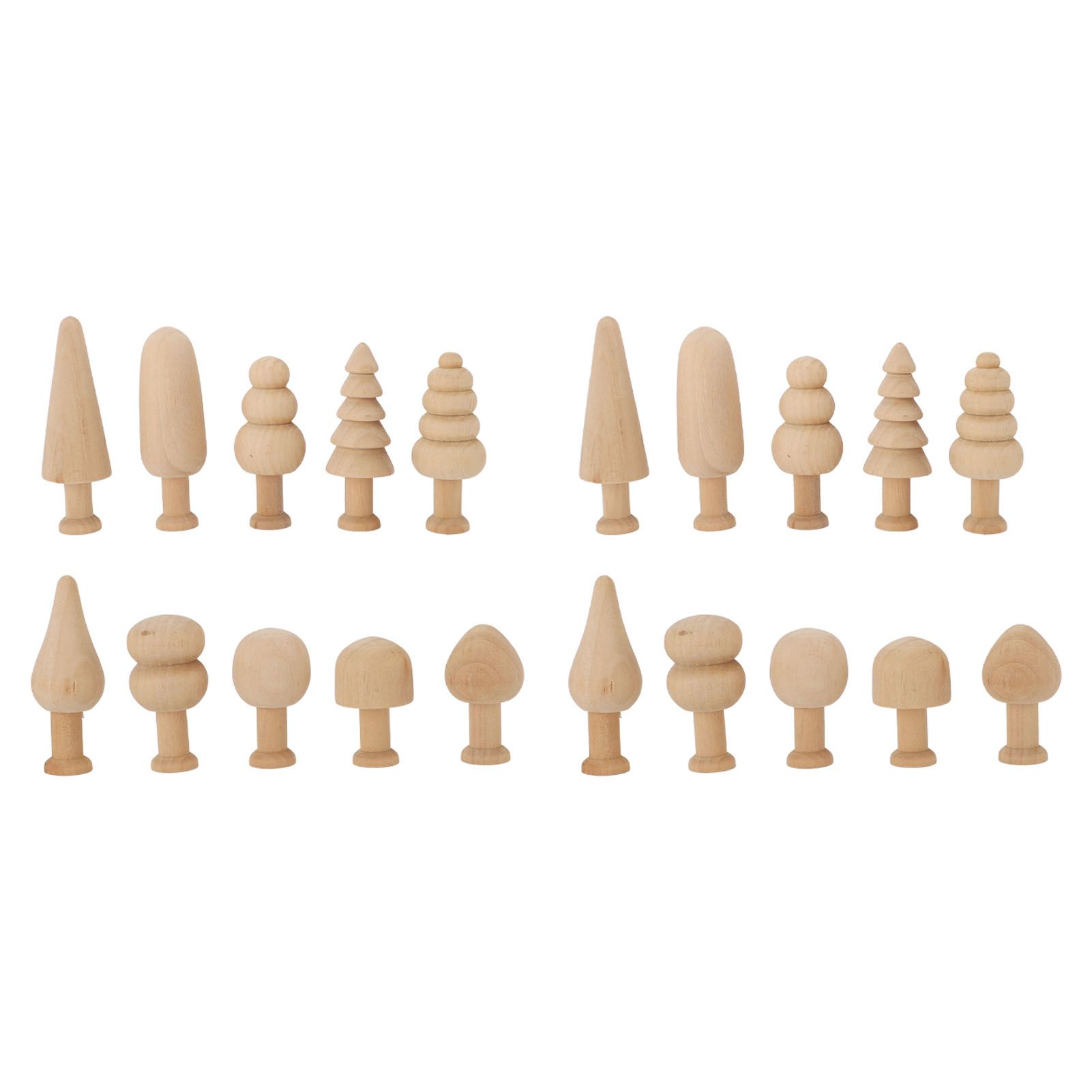 2 Set Unfinished Wooden Trees to Paint Mini Blank Peg Xmas Tree Home Holiday view 3